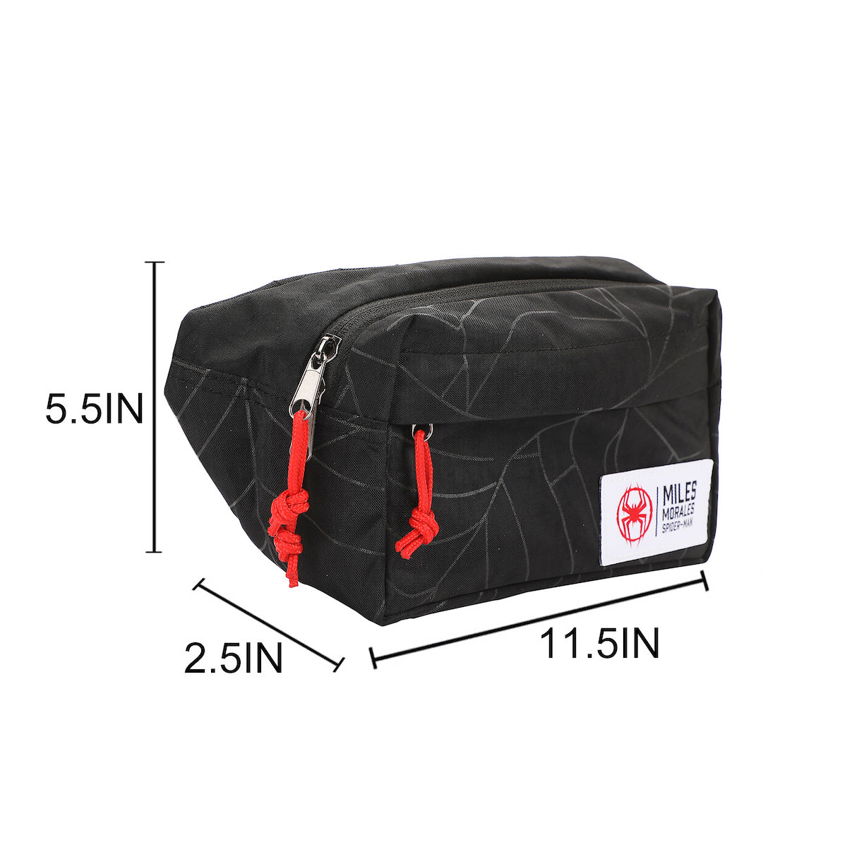 Spider-Man Across The Spider-Verse Miles Morales Logo 11.5” Black Fanny Pack