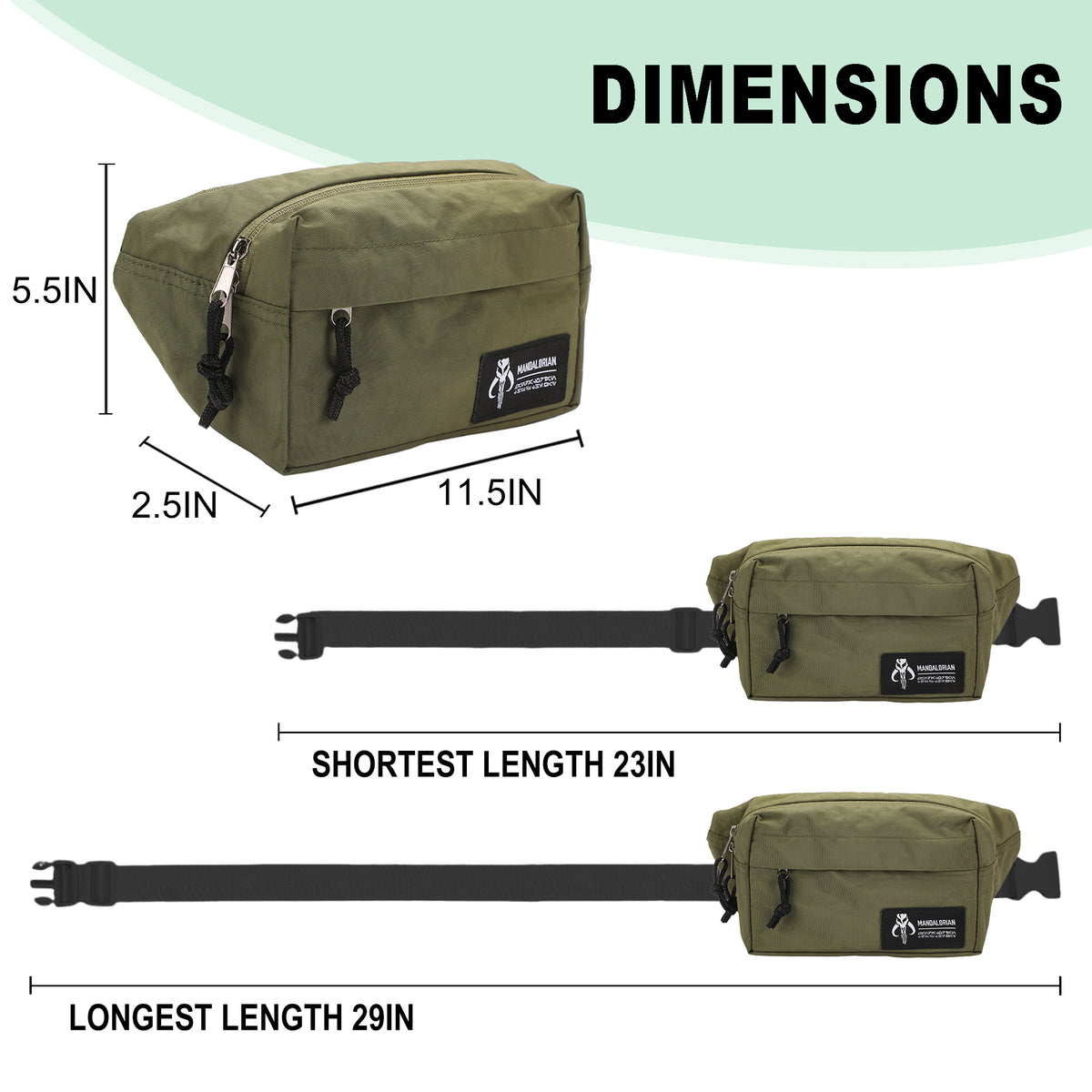 Star Wars The Mandalorian Crest 11.5" Olive Fanny Pack