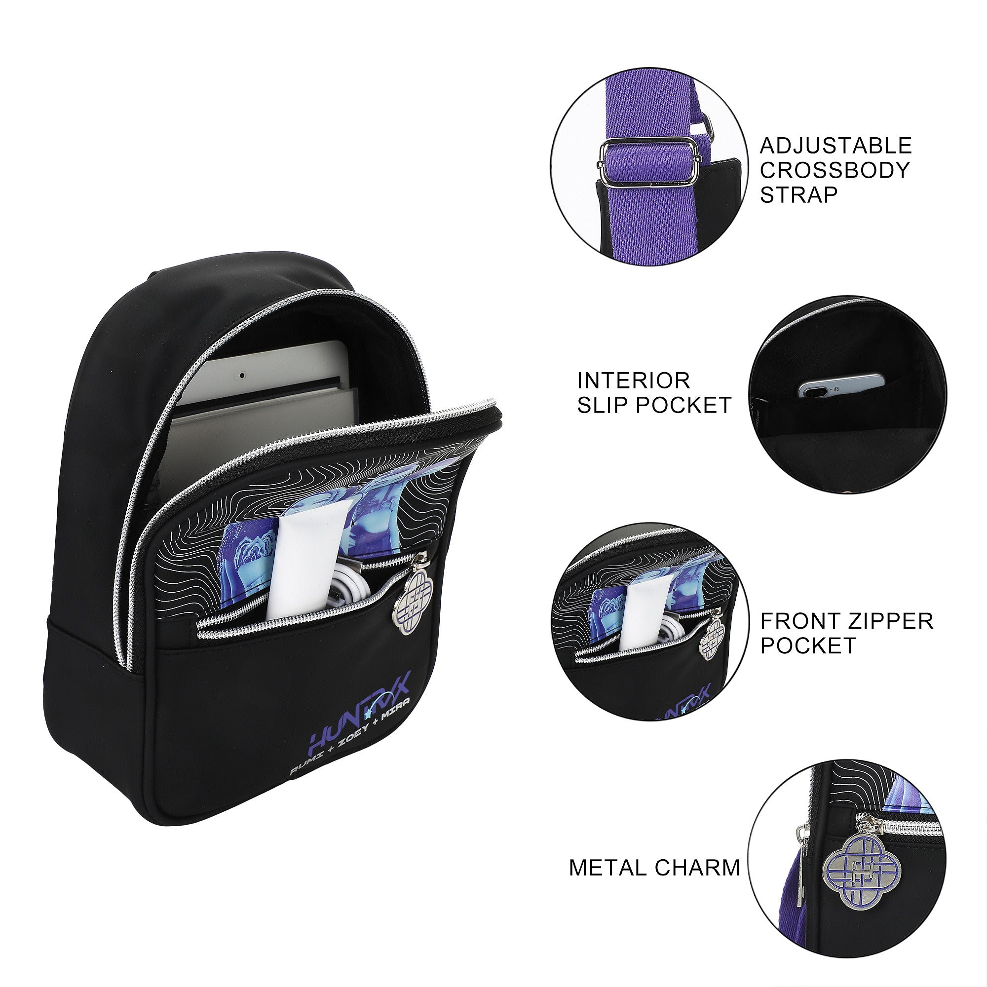 KPop Demon Hunters Huntrix 9.25" Fanny Pack Sling Bag for Adults