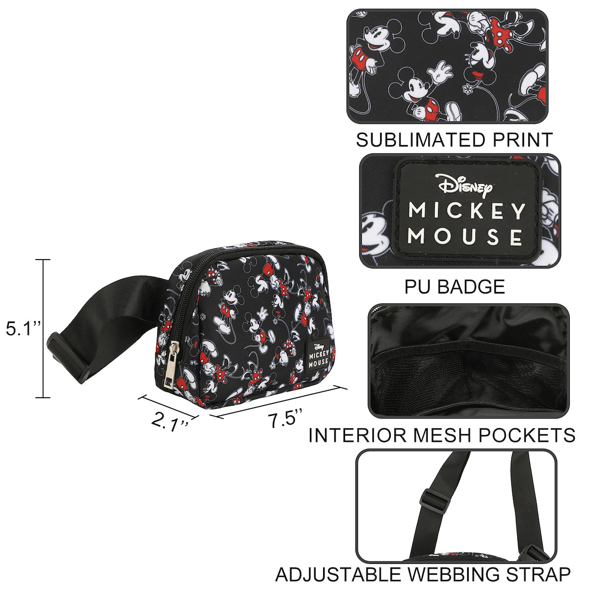 Disney Mickey & Minnie All-Over Print 19 Cm Black Fanny Pack