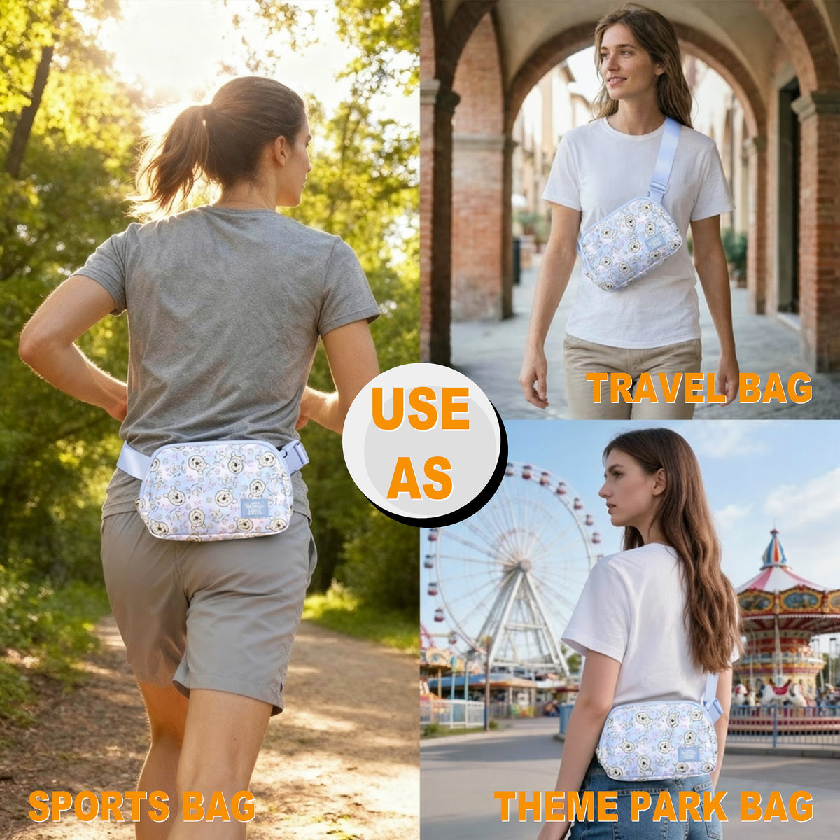 Winnie The Pooh Fanny Pack, 5-Inch Sling Bag for Women