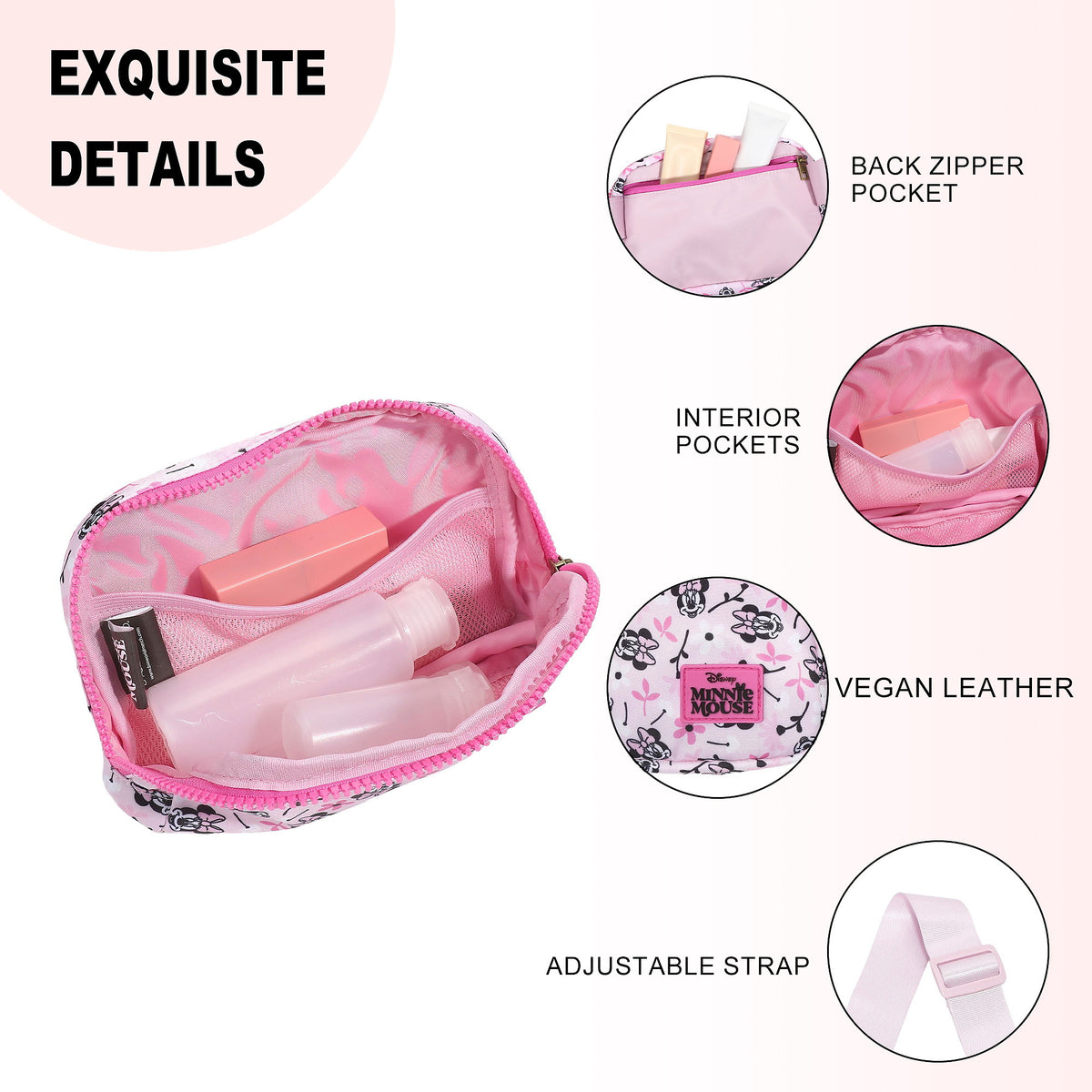 Minnie Mouse Classic Fanny Pack, 5-Inch Sling Bag for Women