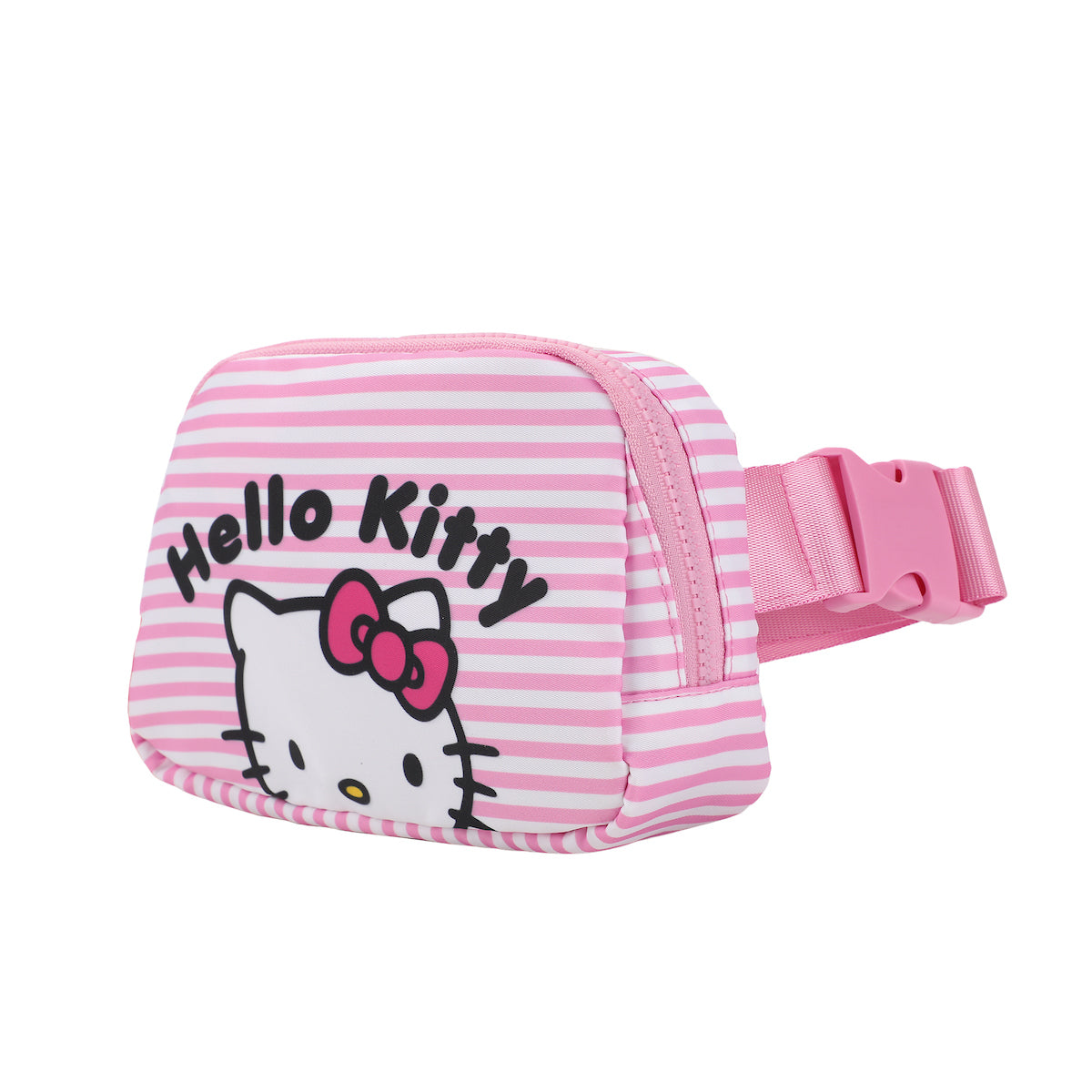 Hello Kitty Character Face 7.75" Pink & White Striped Fanny Pack Sling Bag