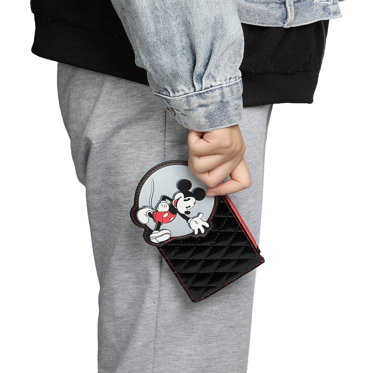 Disney Mickey Mouse Character Circle Black Quilted Card Wallet