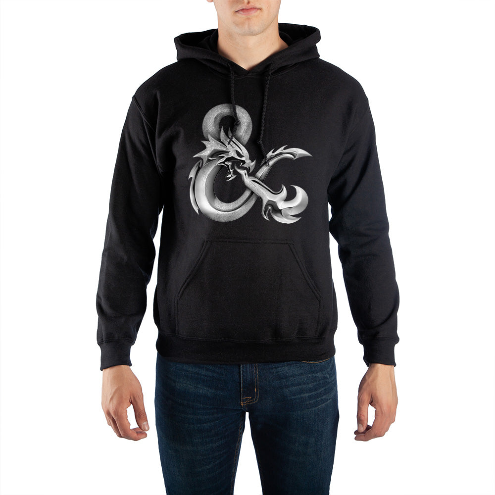 Mens Dungeons and Dragons Graphic Black Hooded Sweatshirt-Medium