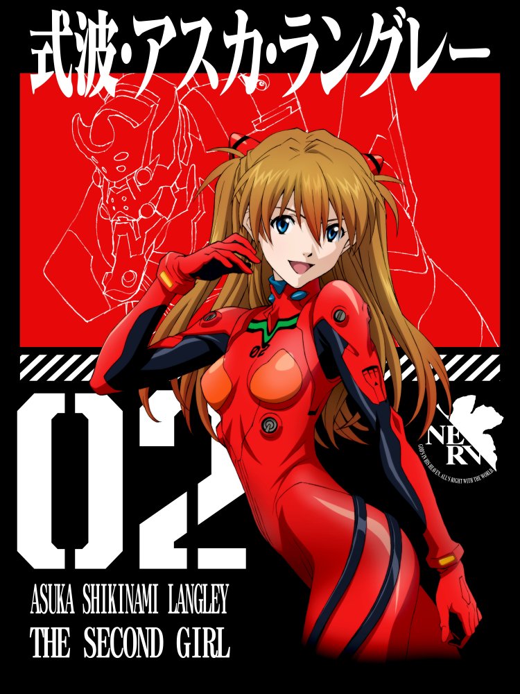 Asuka Shikinami Langley Neon Genesis Evangelion Anime Character Men's Black Hoodie