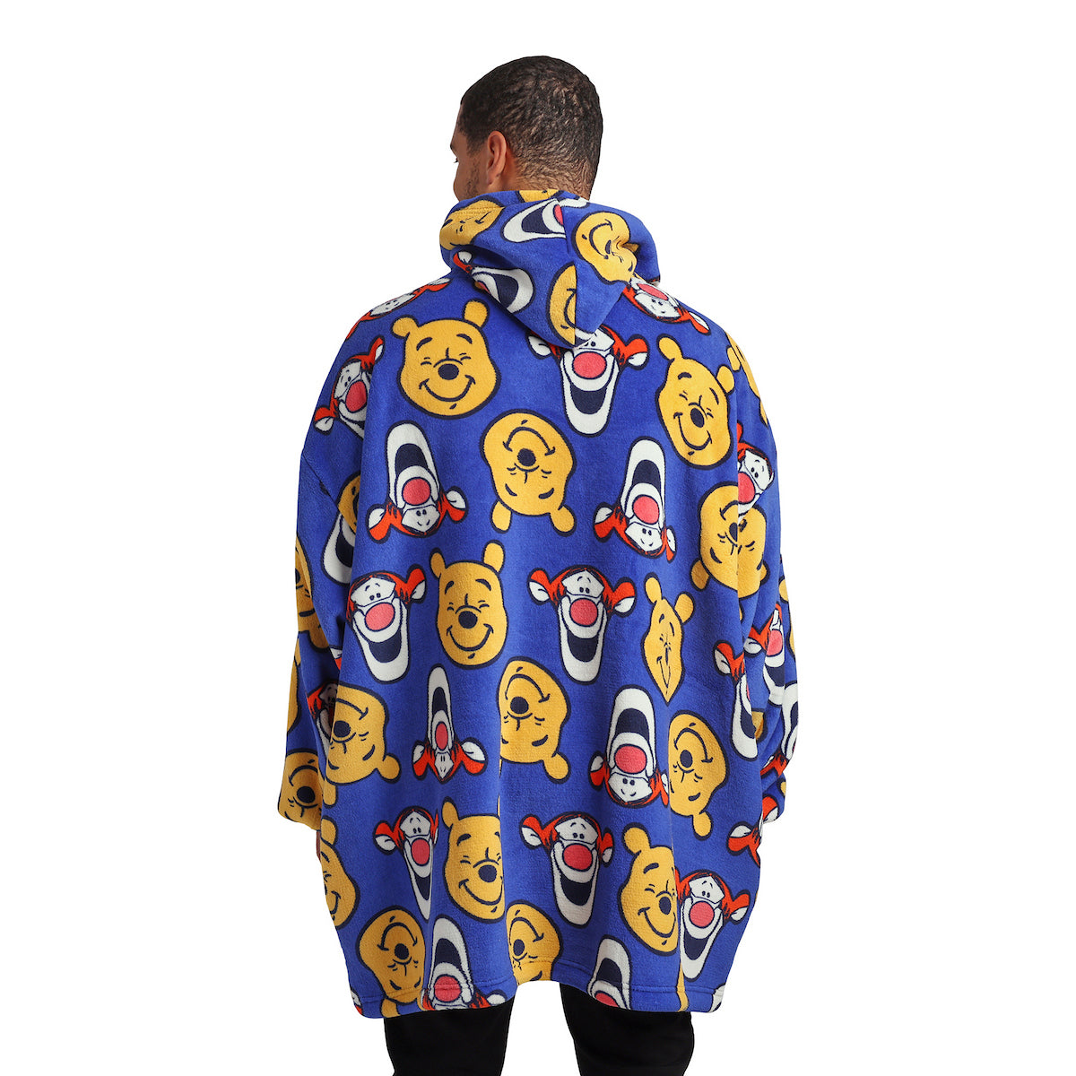 Winnie The Pooh Tigger & Pooh Faces Adult Blue Long Sleeve Sherpa-Lined Hooded Blanket