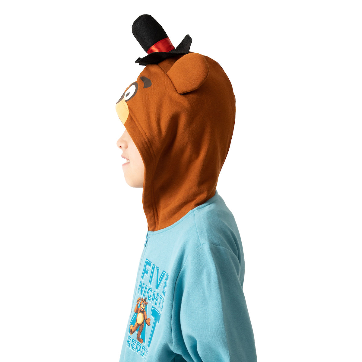 Five Nights At Freddy's Big Face Freddy Hood Long Sleeve Denim Heather Boy's Hooded Sweatshirt