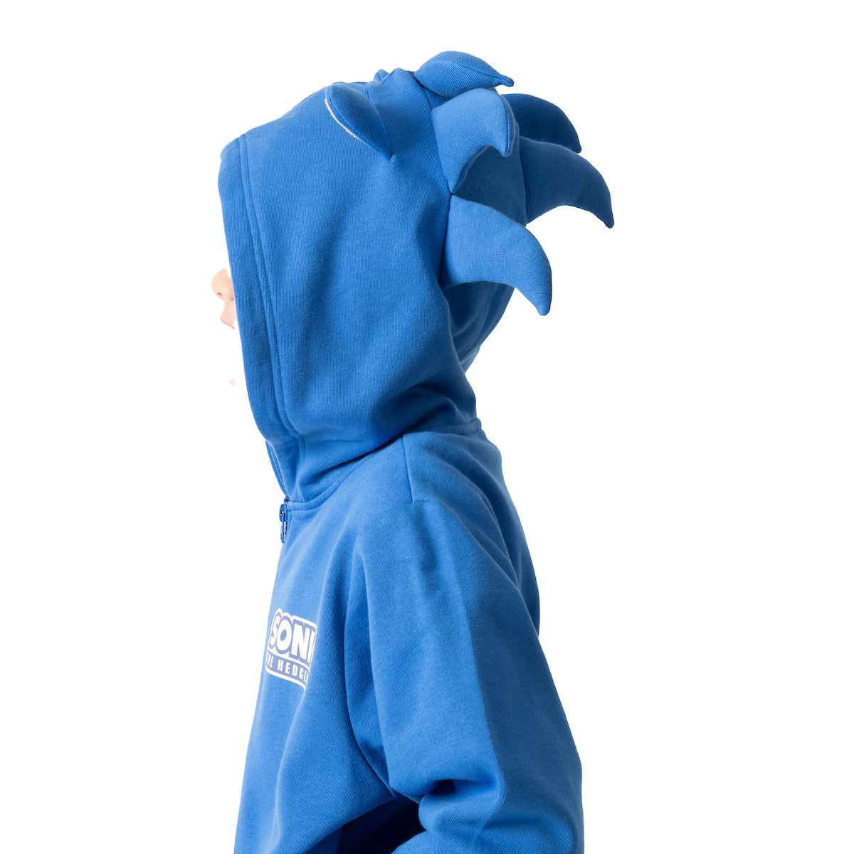 Sonic The Hedgehog Cosplay With Foam Ears Long Sleeve Blue Boy's Zip Up Hooded Sweatshirt
