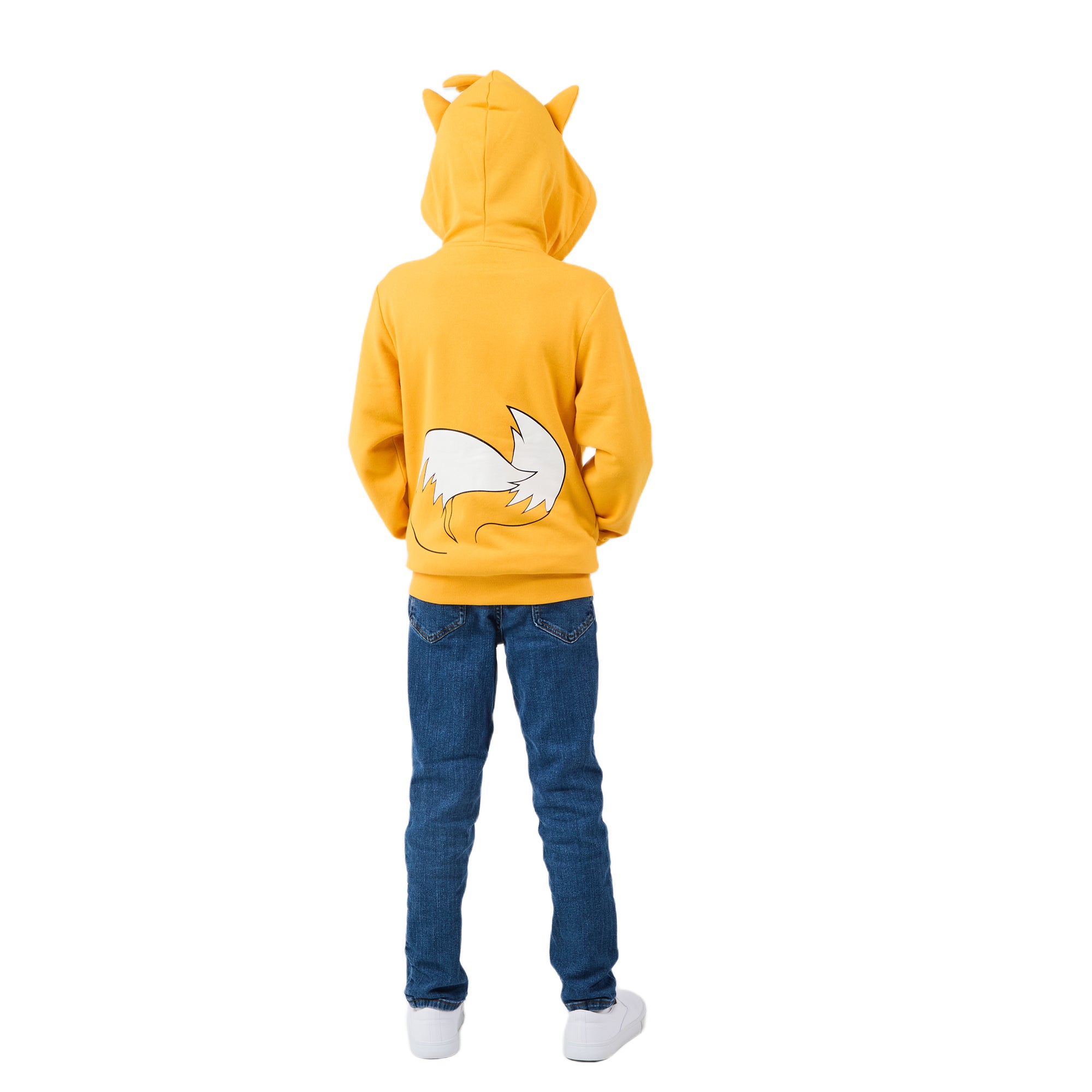 Sonic the Hedgehog Tails Cosplay Youth Boy Zip-Up Hoodie With Ears