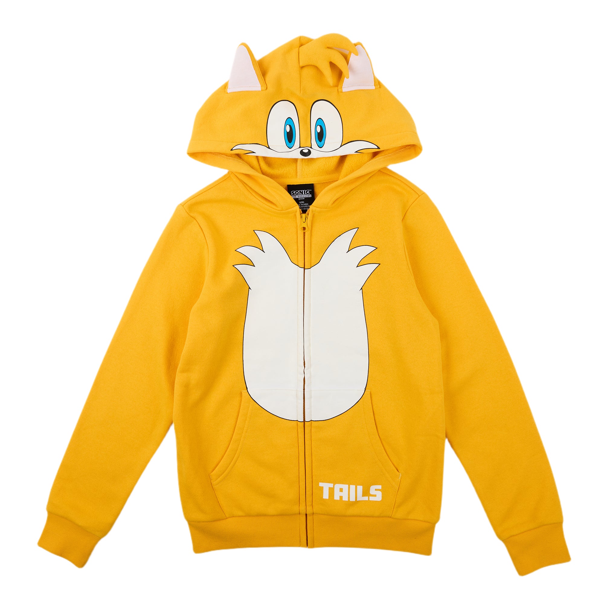 Sonic the Hedgehog Tails Cosplay Youth Boy Zip-Up Hoodie With Ears