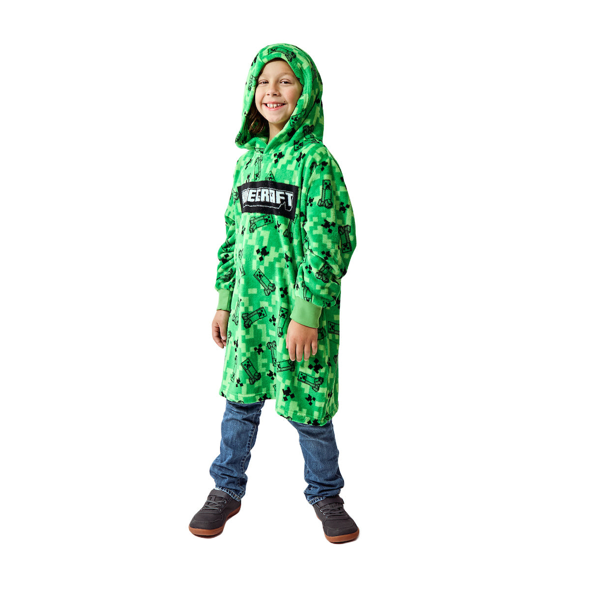 Minecraft Creepers & TNT Long Sleeve Boy's Wearable Kids Hoodie Blanket