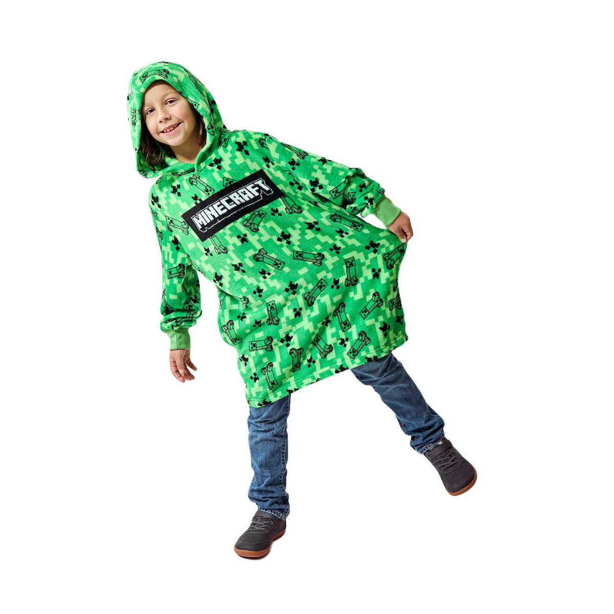 Minecraft Creepers & TNT Long Sleeve Boy's Wearable Kids Hoodie Blanket