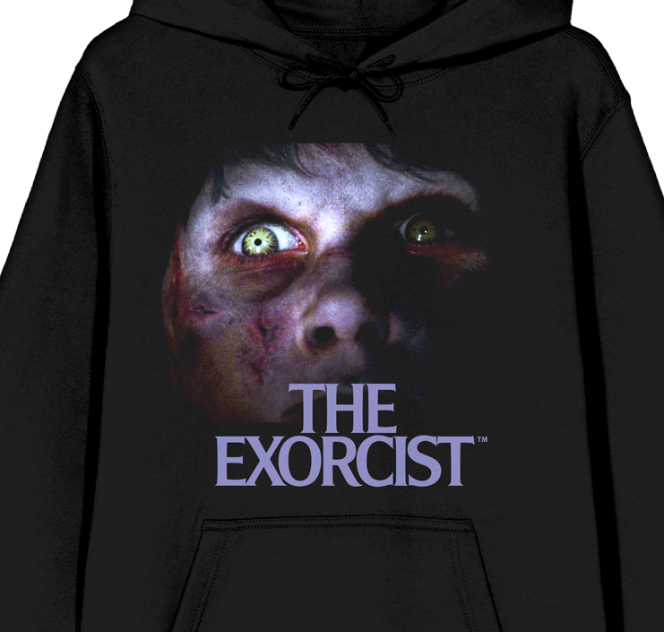 The Exorcist Scary Face Long Sleeve Women's Black Hooded Sweatshirt