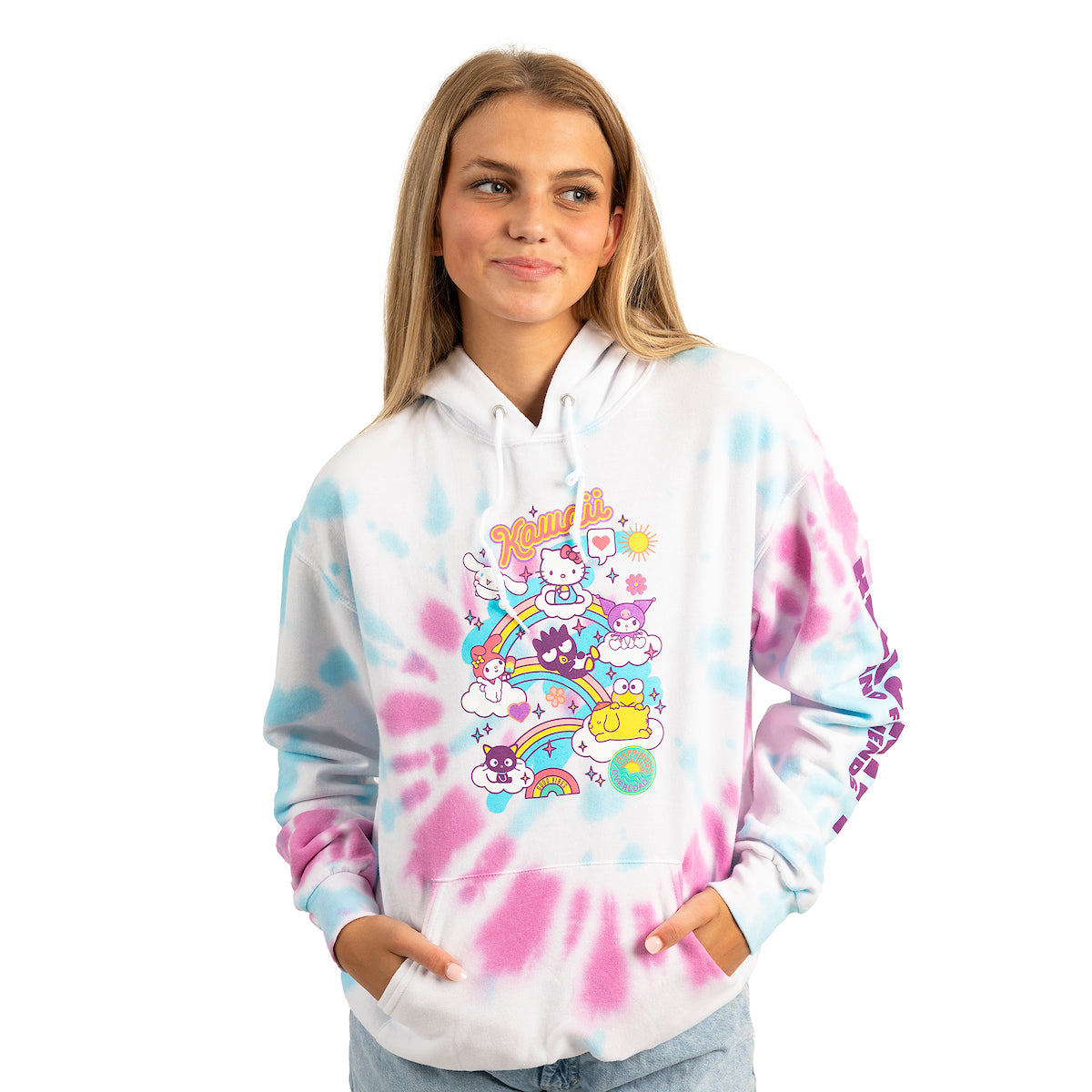 Hello Kitty Characters Spiral Wash Womens Hoodie