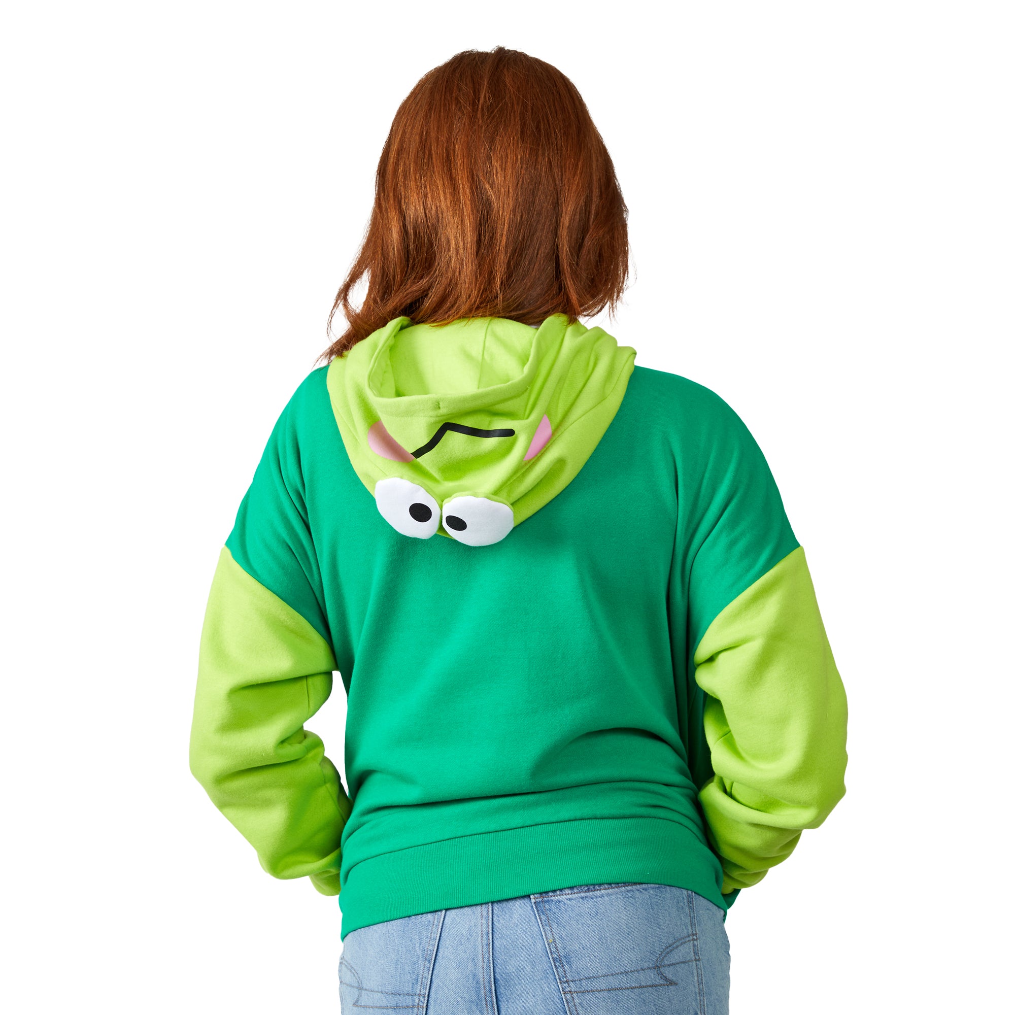 Keroppi Cosplay Long Sleeve Green Contrast Women's Zip Hoodie