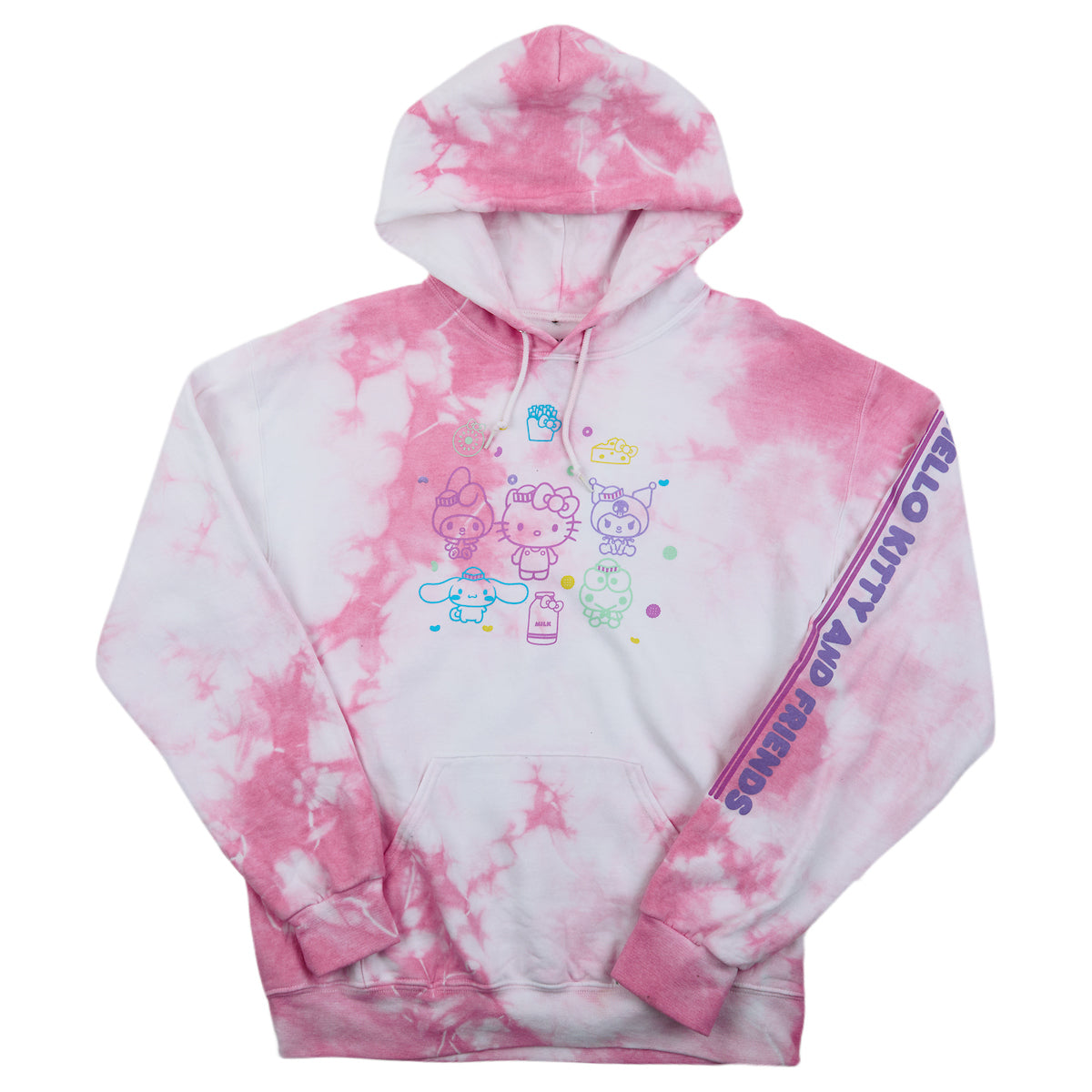Hello Kitty & Friends Circle Of Friends Women's Pink Cloud Wash Long Sleeve Hooded Sweatshirt