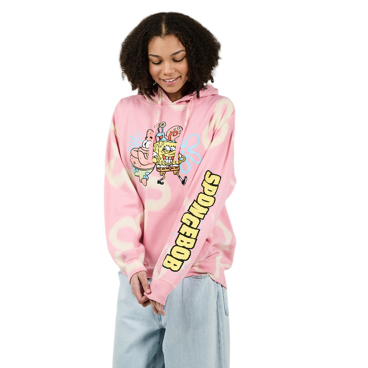 SpongeBob SquarePants Tie Dye Women's Pink Hoodie