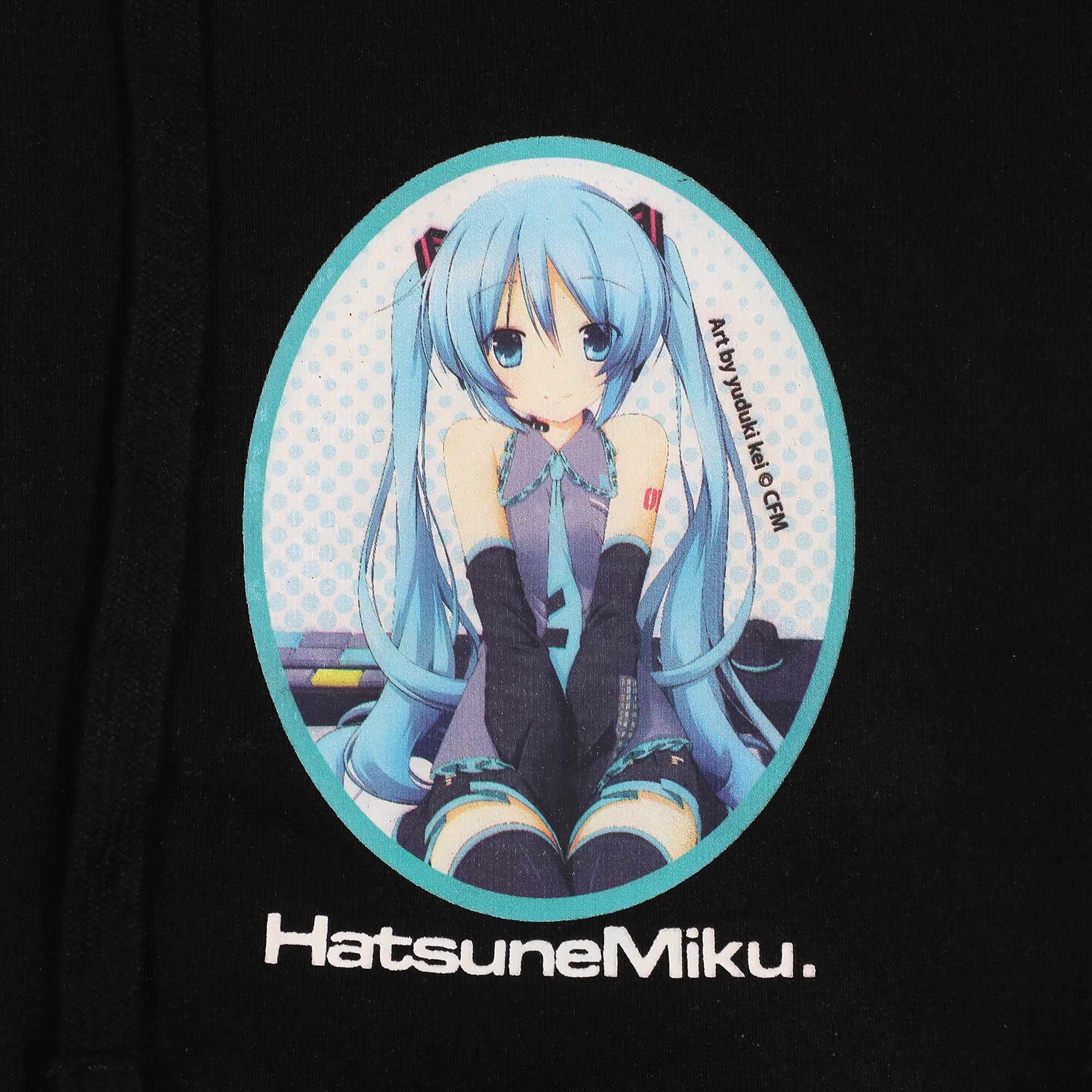 Hatsune Miku Women's Black Long Sleeve Zip Hoodie With Cosplay Bunny Ears