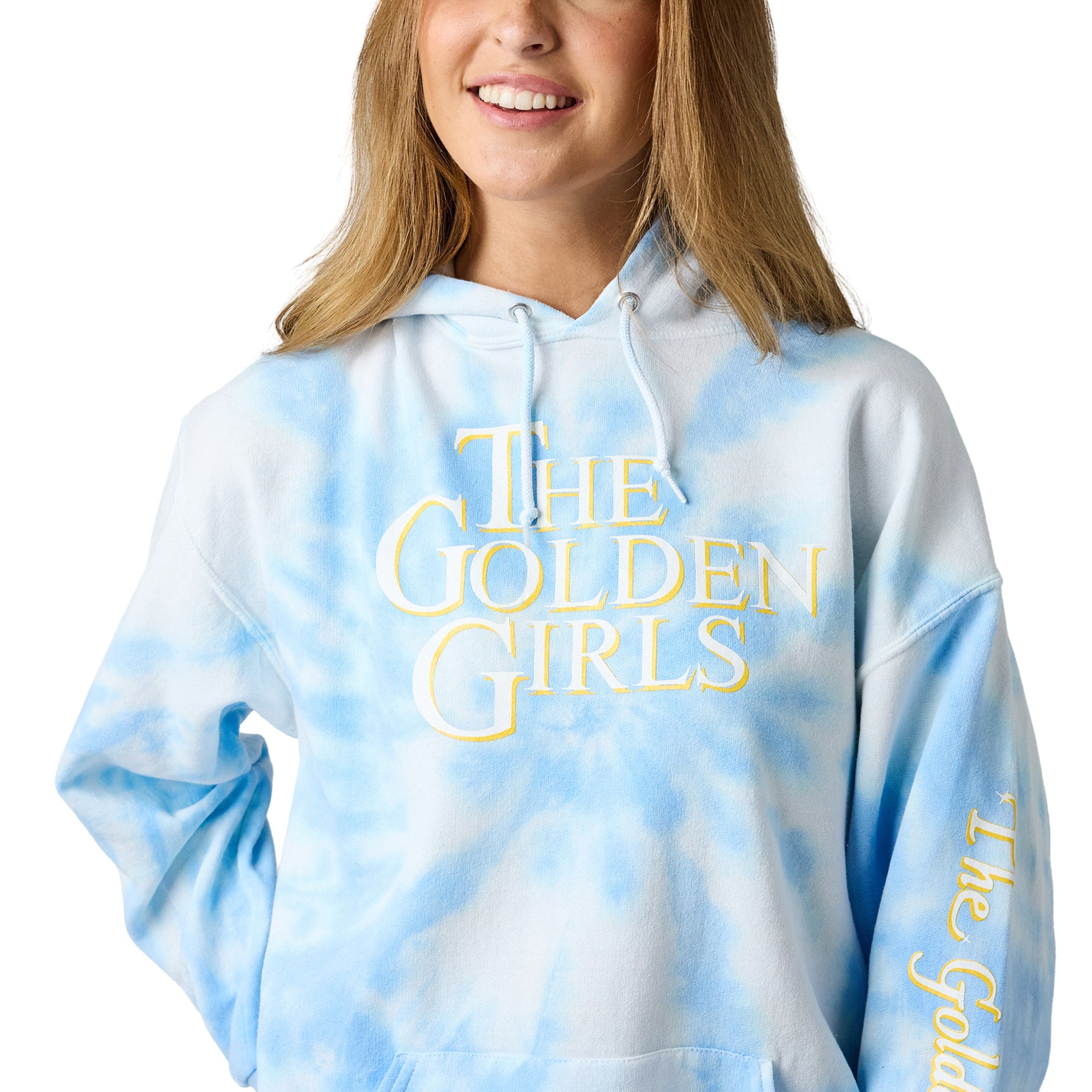 Golden Girls Stay Golden Photo Art Women's Blue Tie-Dye Long Sleeve Fleece Hooded Sweatshirt