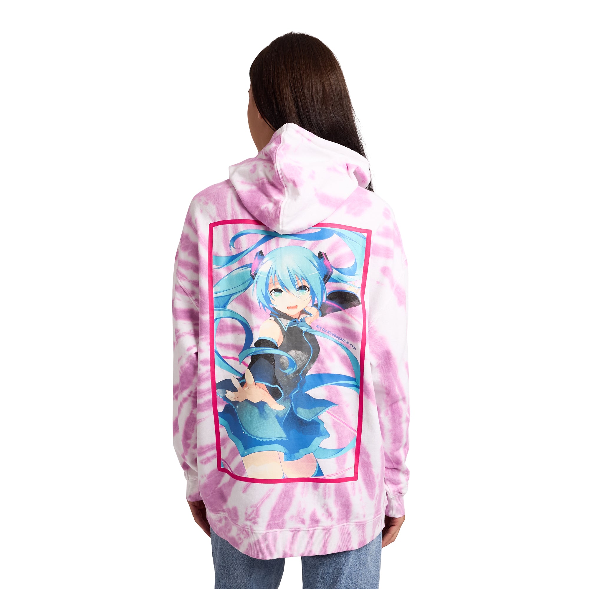 Hatsune Miku Bunny Ears Headphones 0831 Women's Purple Tie-Dye Long Sleeve Fleece Hooded Sweatshirt