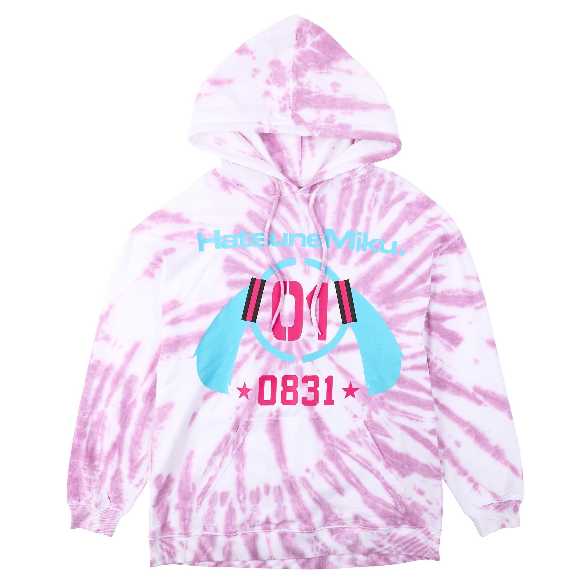 Hatsune Miku Bunny Ears Headphones 0831 Women's Purple Tie-Dye Long Sleeve Fleece Hooded Sweatshirt