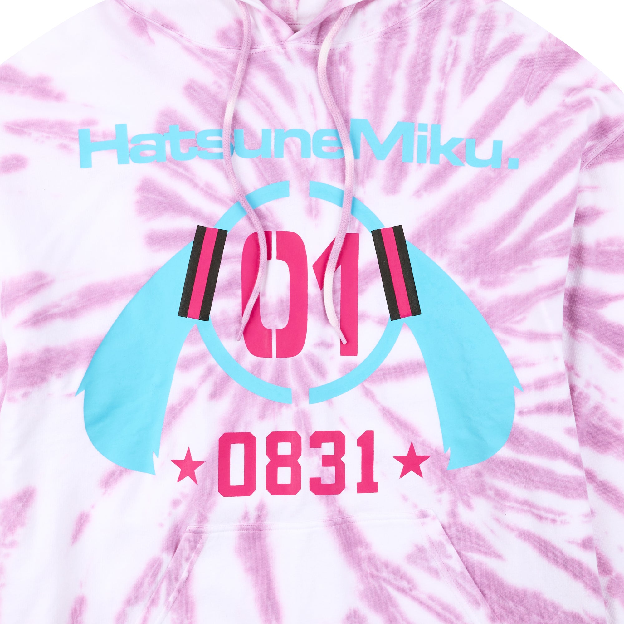 Hatsune Miku Bunny Ears Headphones 0831 Women's Purple Tie-Dye Long Sleeve Fleece Hooded Sweatshirt