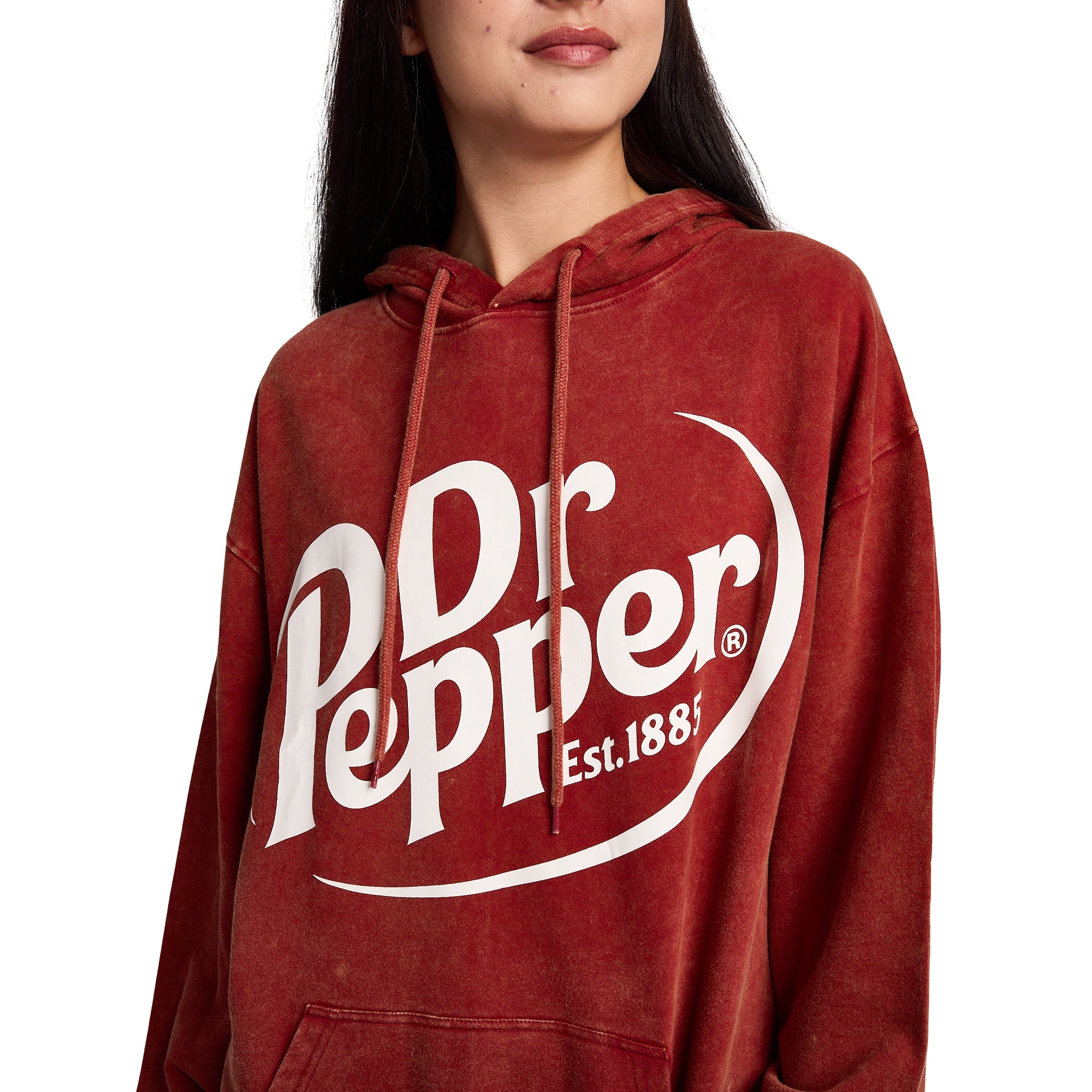 Dr Pepper It's A Pepper Thing Women's Red Mineral Wash Long Sleeve Fleece Hooded Sweatshirt