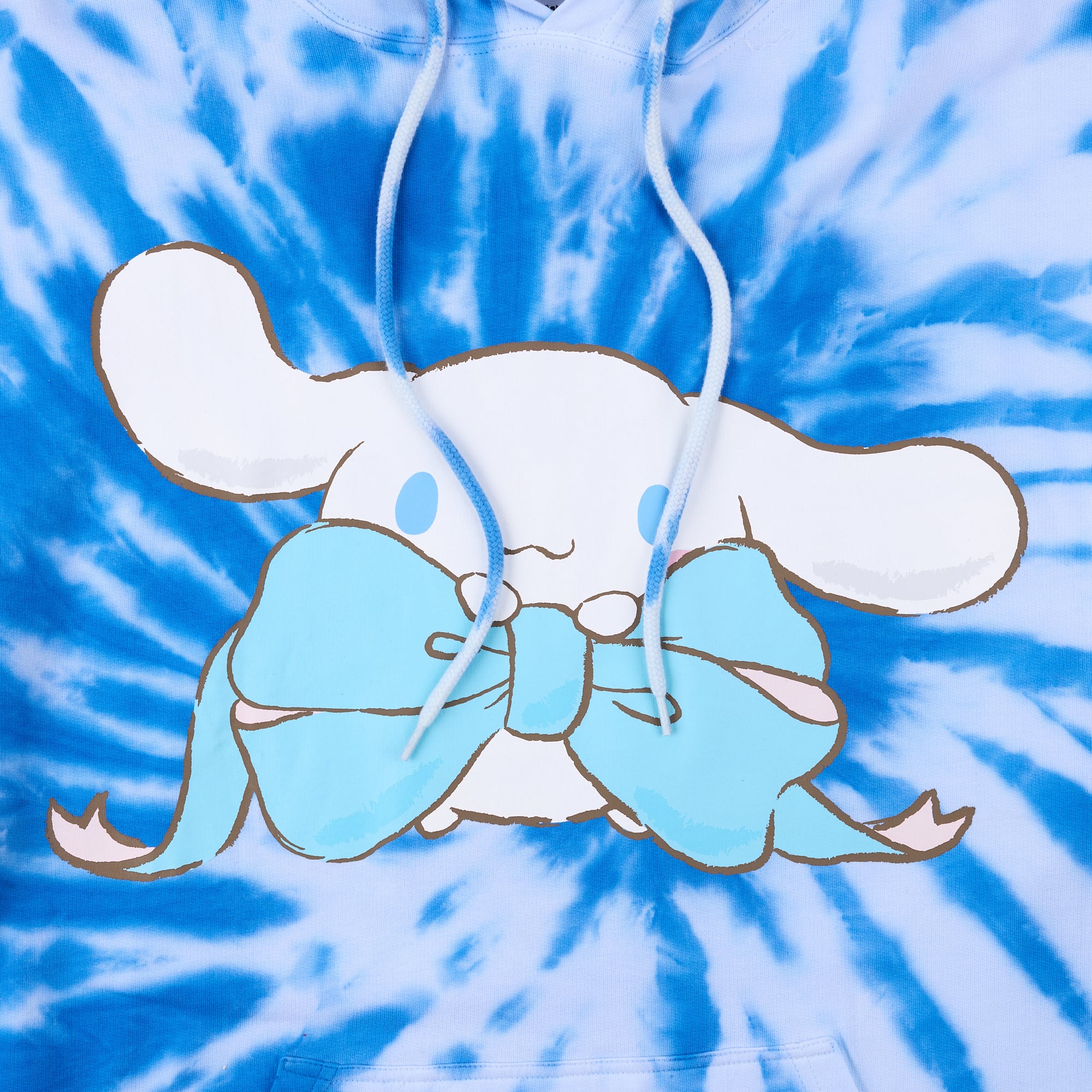 Cinnamoroll & Milk Women's Blue Tie-Dye Long Sleeve Fleece Hooded Sweatshirt