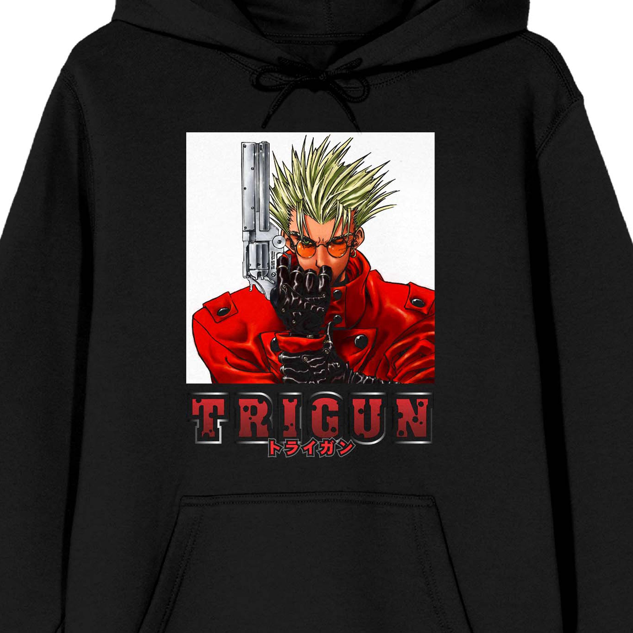 Trigun Vash With Gun Long Sleeve Black Adult Hooded Sweatshirt