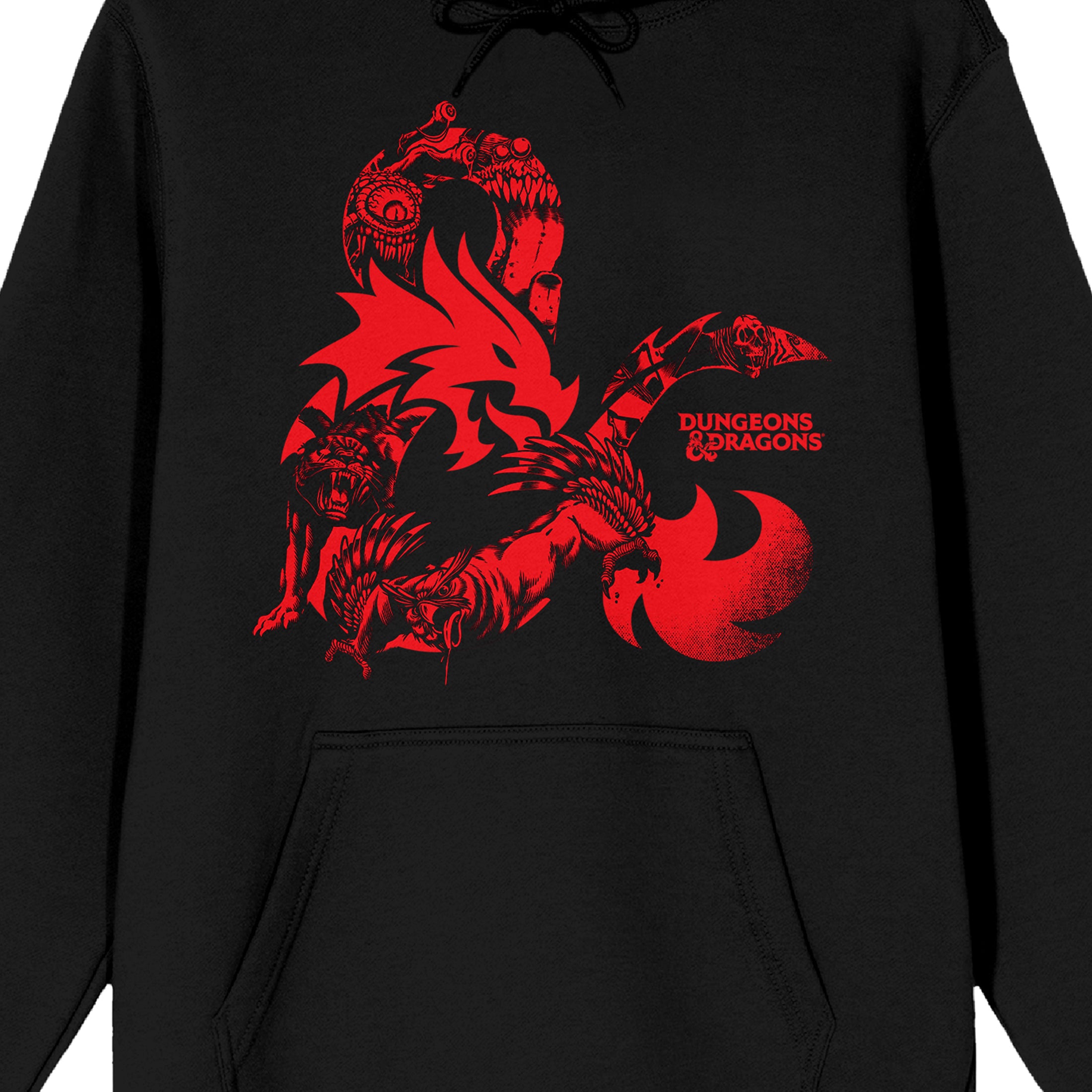 Dungeons & Dragons Red Dragon and Title Logo Men's Black Graphic Hoodie