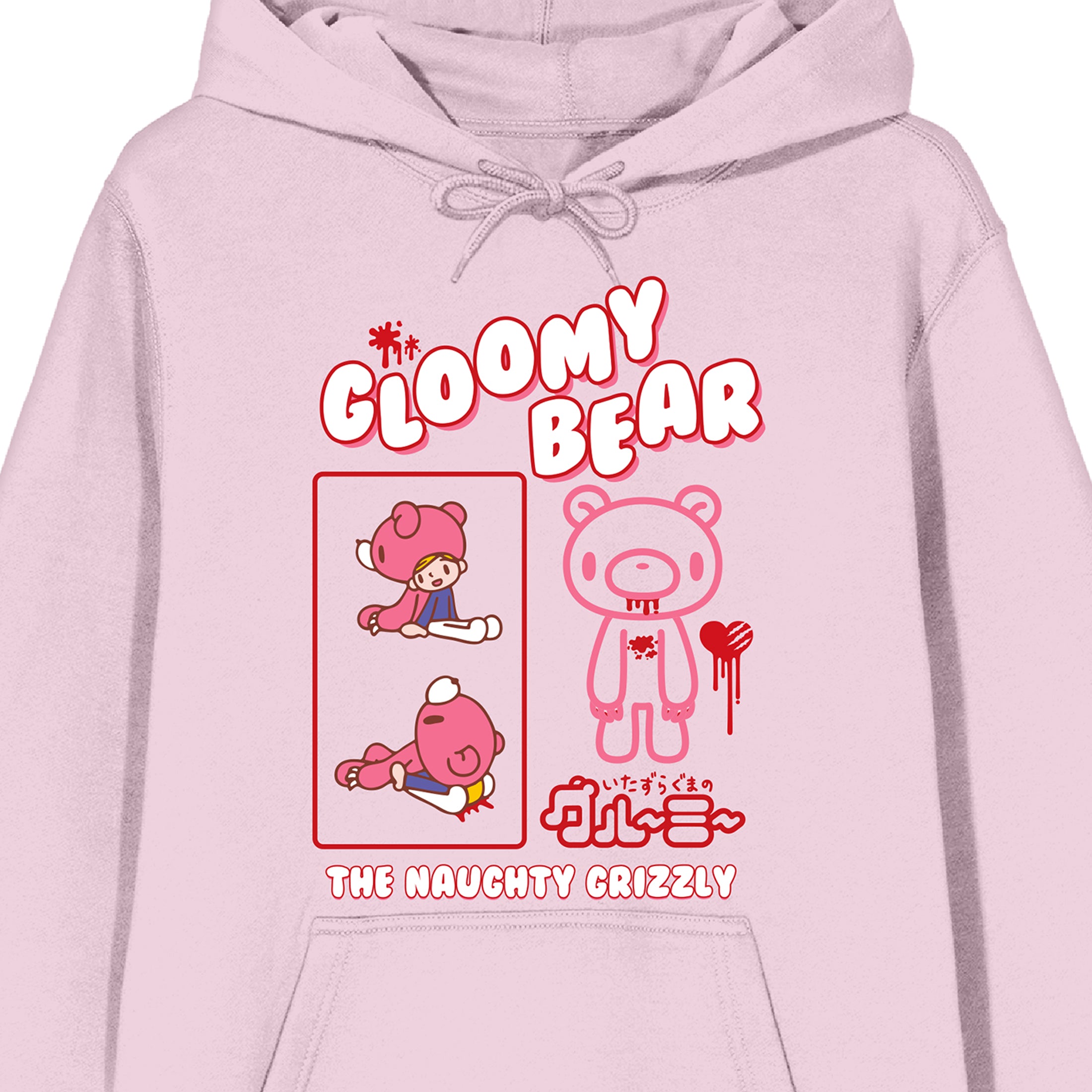 Gloomy Bear Naughty Grizzly Long Sleeve Cradle Pink Men's Hooded Sweatshirt