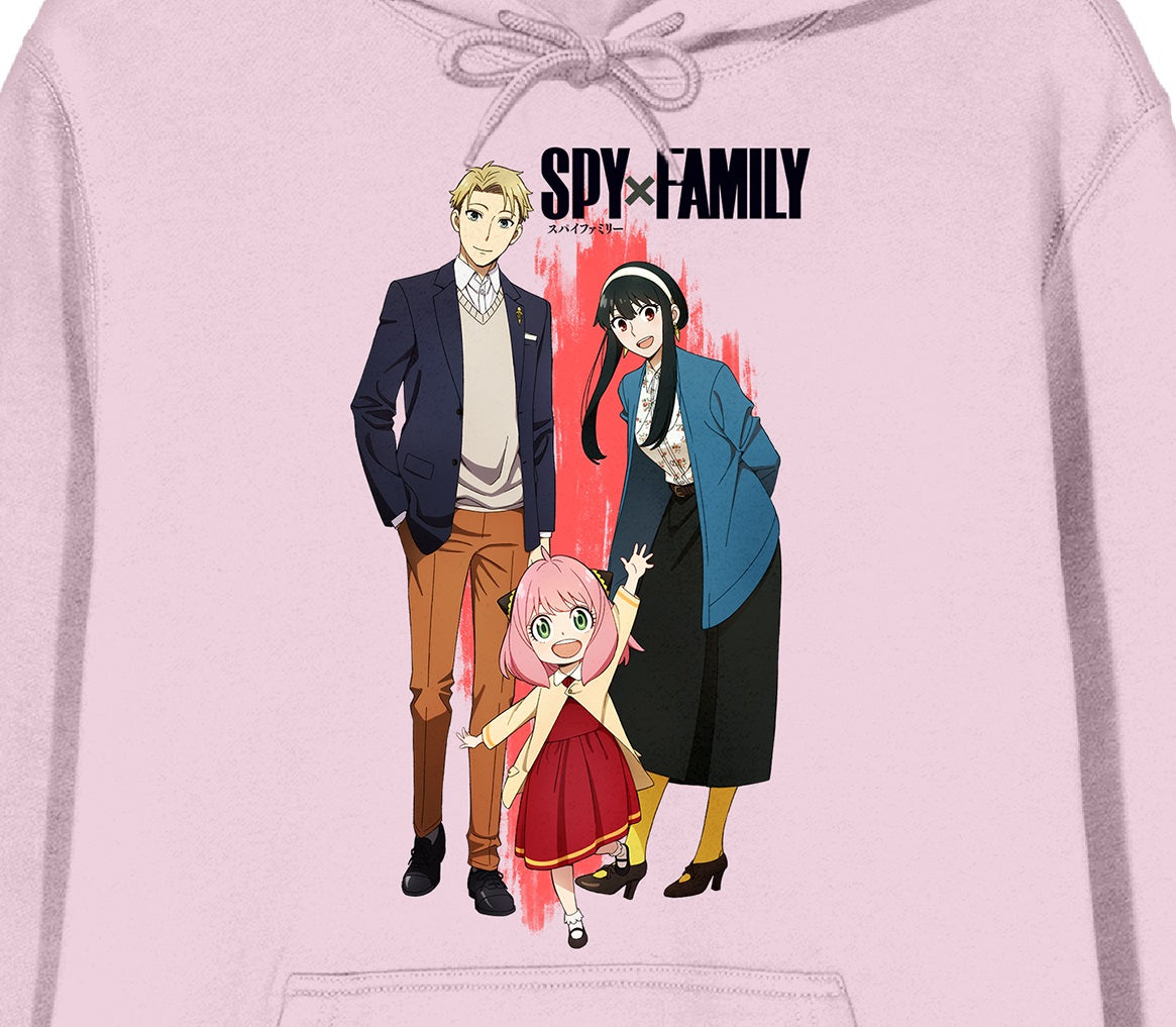 Spy X Family Forger Family & Logo Long Sleeve Cradle Pink Men's Hooded Sweatshirt