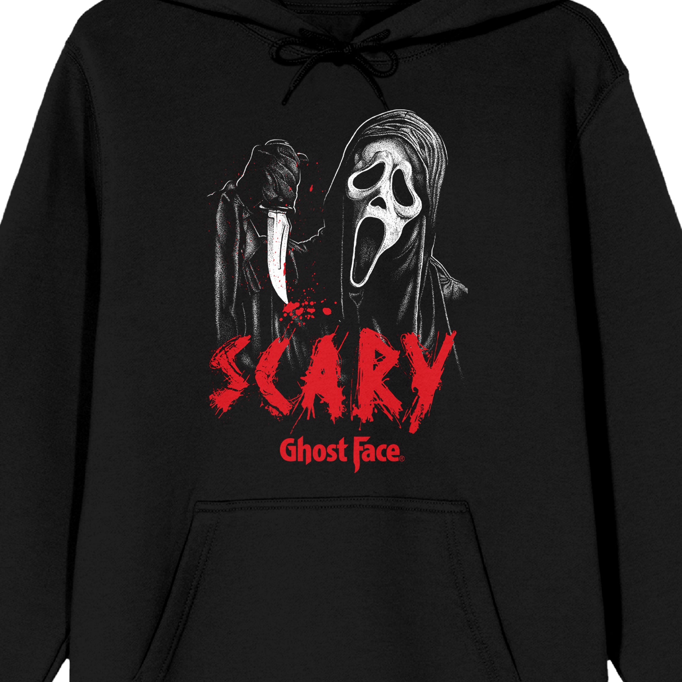 Ghostface Scary Long Sleeve Men's Black Hooded Sweatshirt