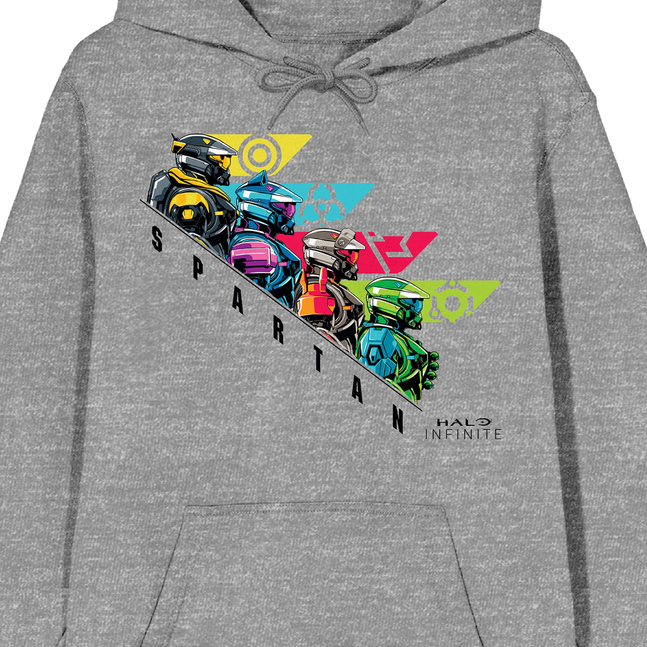 Halo Infinite Four Soldiers Long Sleeve Athletic Heather Adult Hooded Sweatshirt