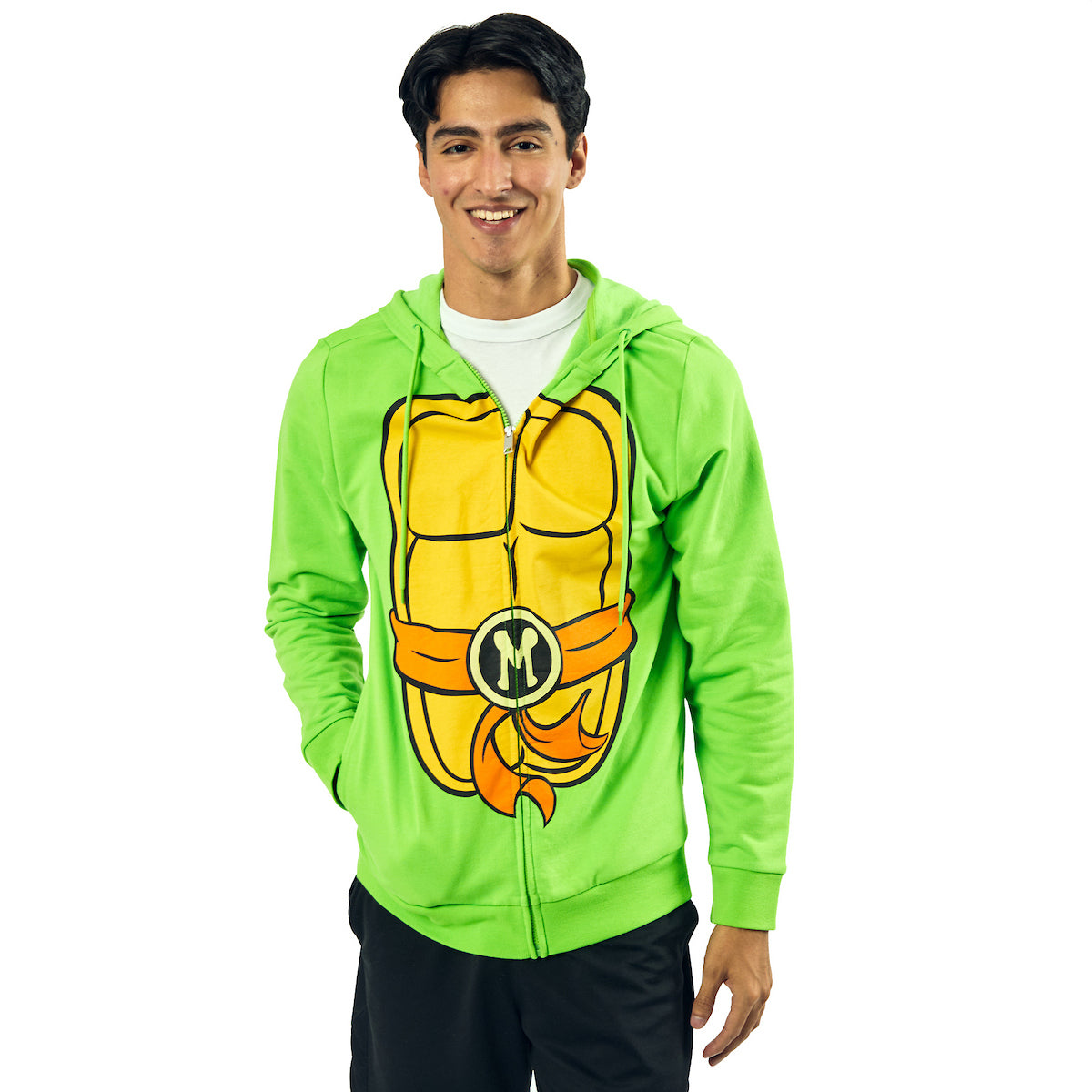 Teenage Mutant Ninja Turtles Michelangelo Long Sleeve Men's Green Cosplay Hoodie