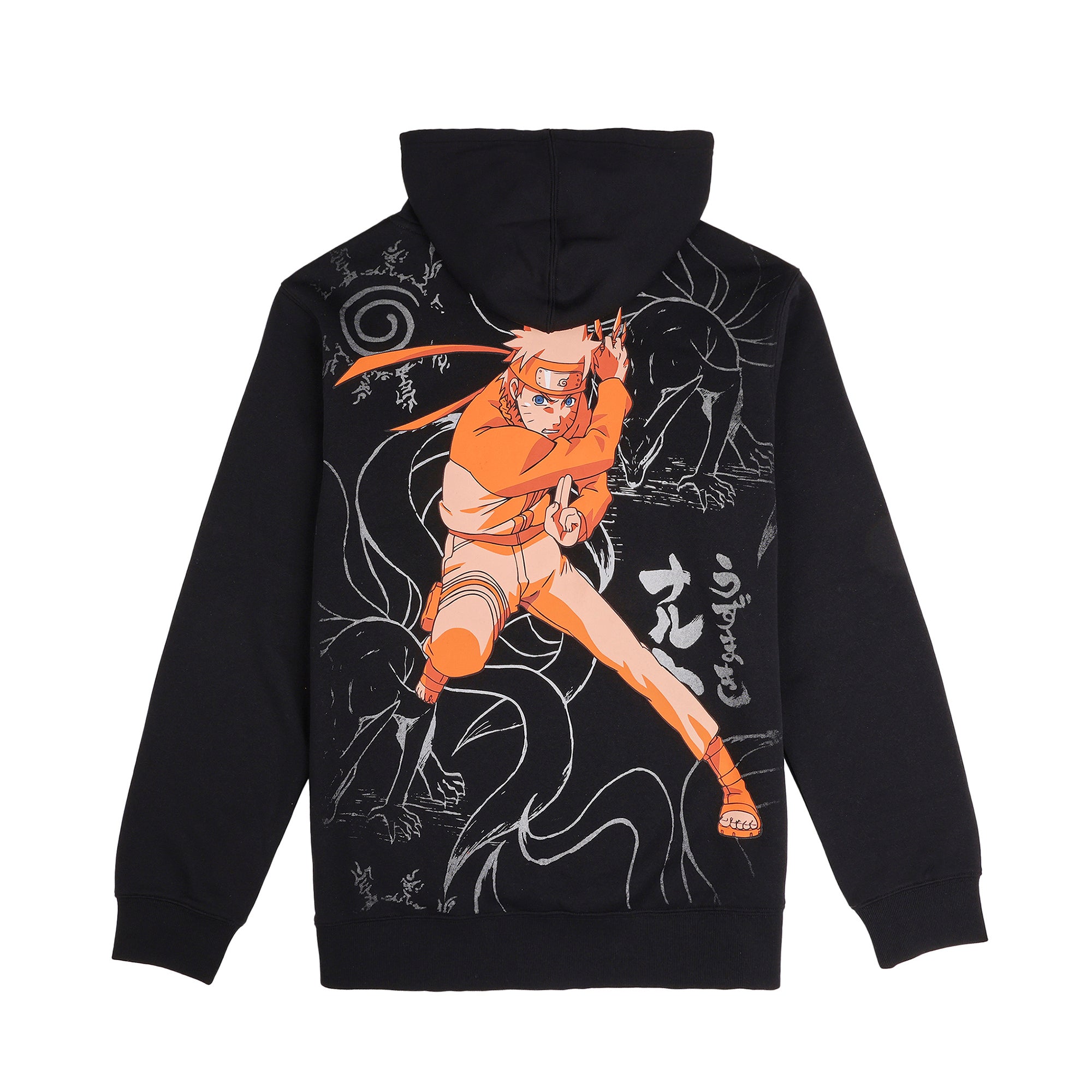 Naruto Shippuden Naruto Combat Pose Men's Black Long Sleeve Hooded Sweatshirt