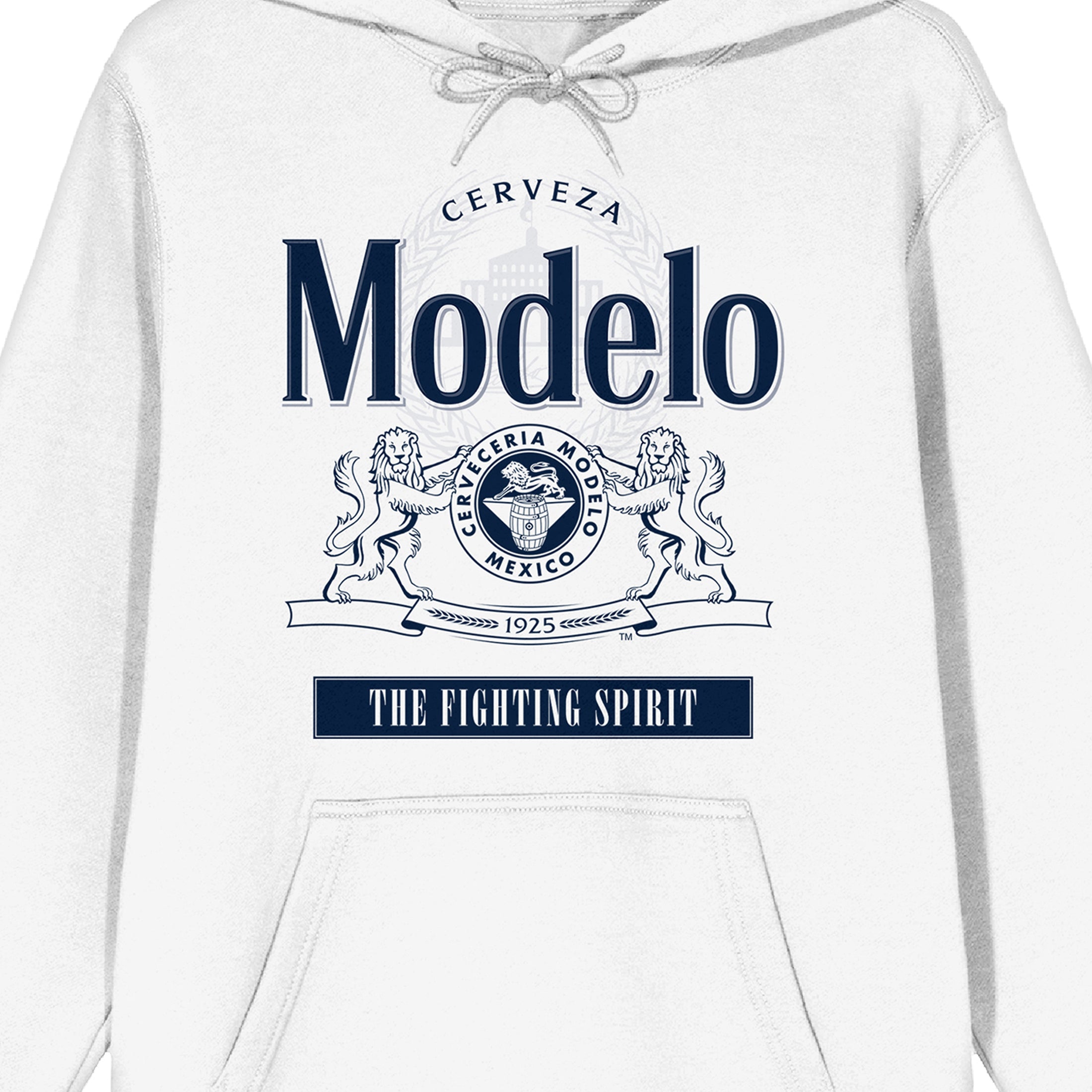 Modelo The FIghting Spirit Long Sleeve White Adult Hooded Sweatshirt