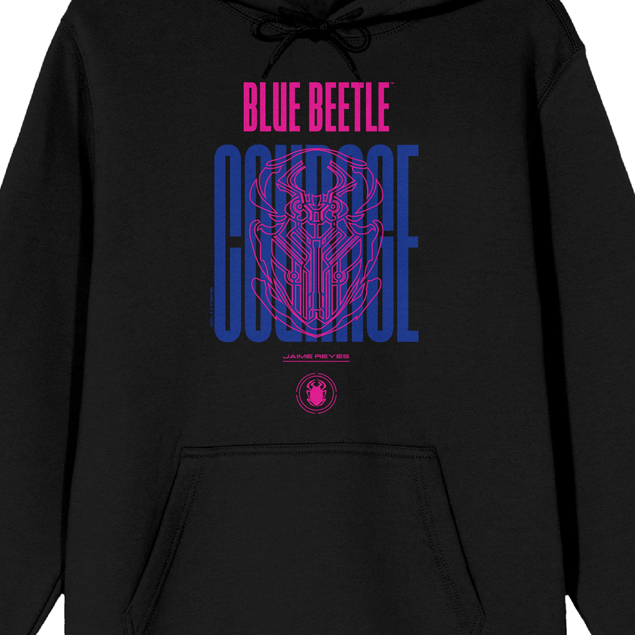 Blue Beetle Courage Long Sleeve Black Adult Hooded Sweatshirt
