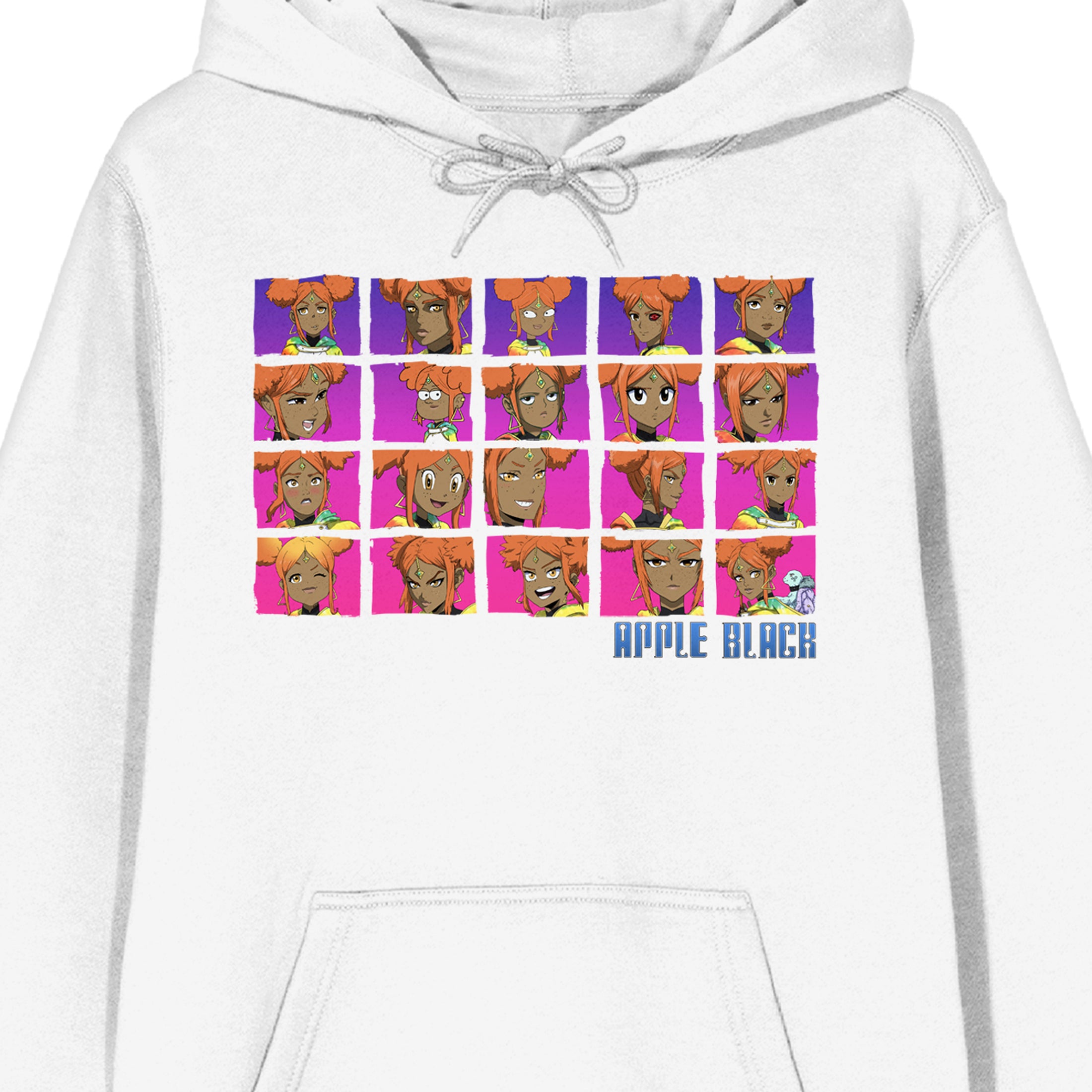 Apple Black Opal Wantmore Facial Expressions Adult White Graphic Hoodie-XXL