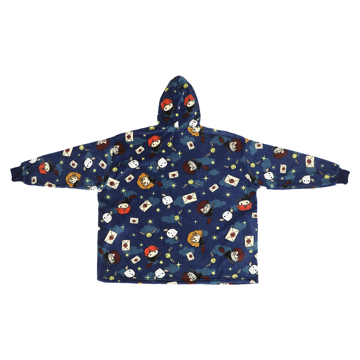 Harry Potter Chibi Characters & Icons Blue Long Sleeve Oversized Hoodie Wearable Blanket-OSFA