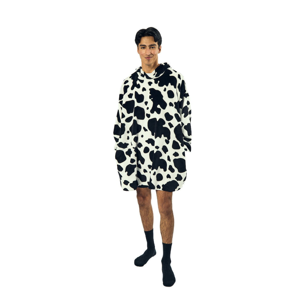 Cow White Oversized Hoodie Wearable Blanket-OSFA