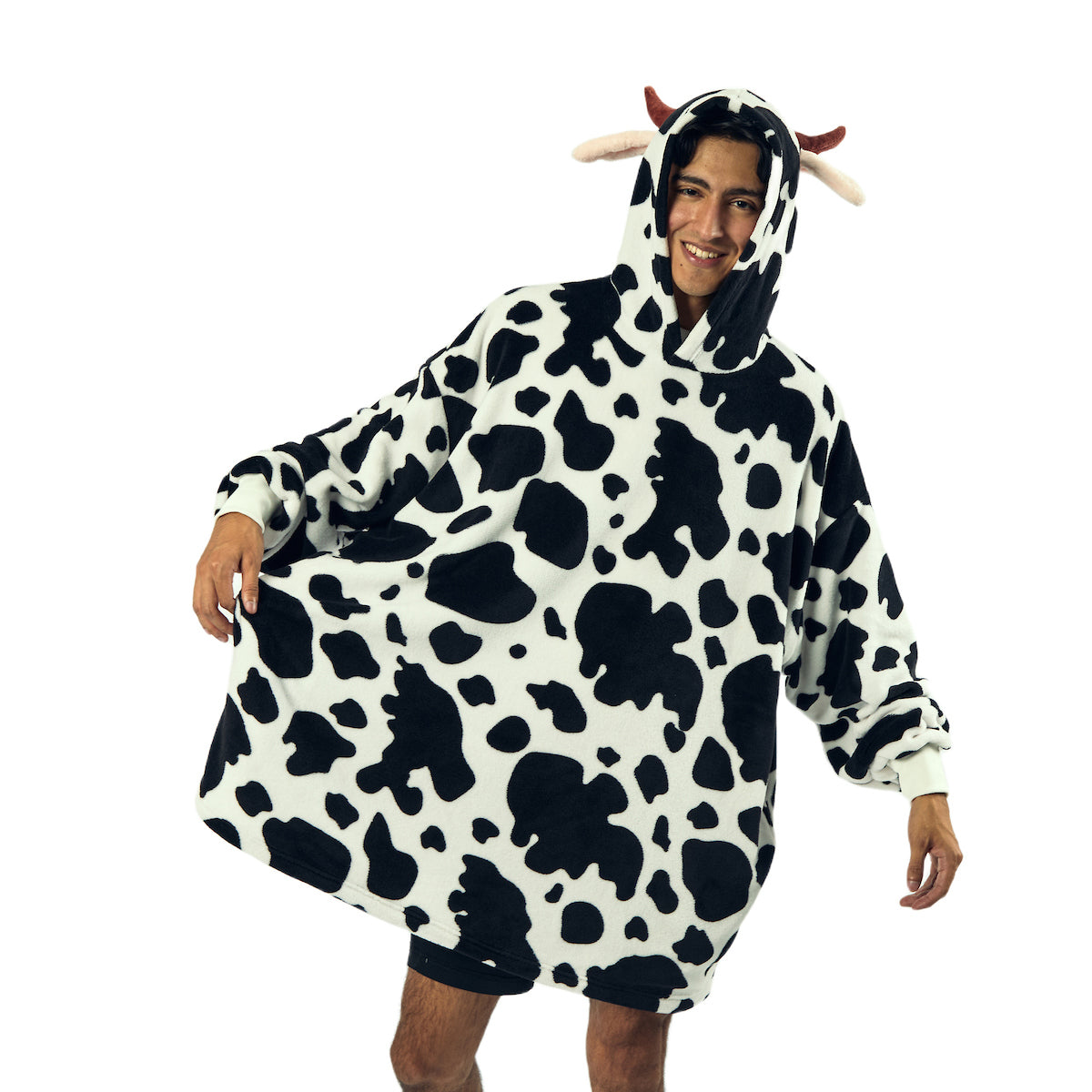 Cow White Oversized Hoodie Wearable Blanket-OSFA