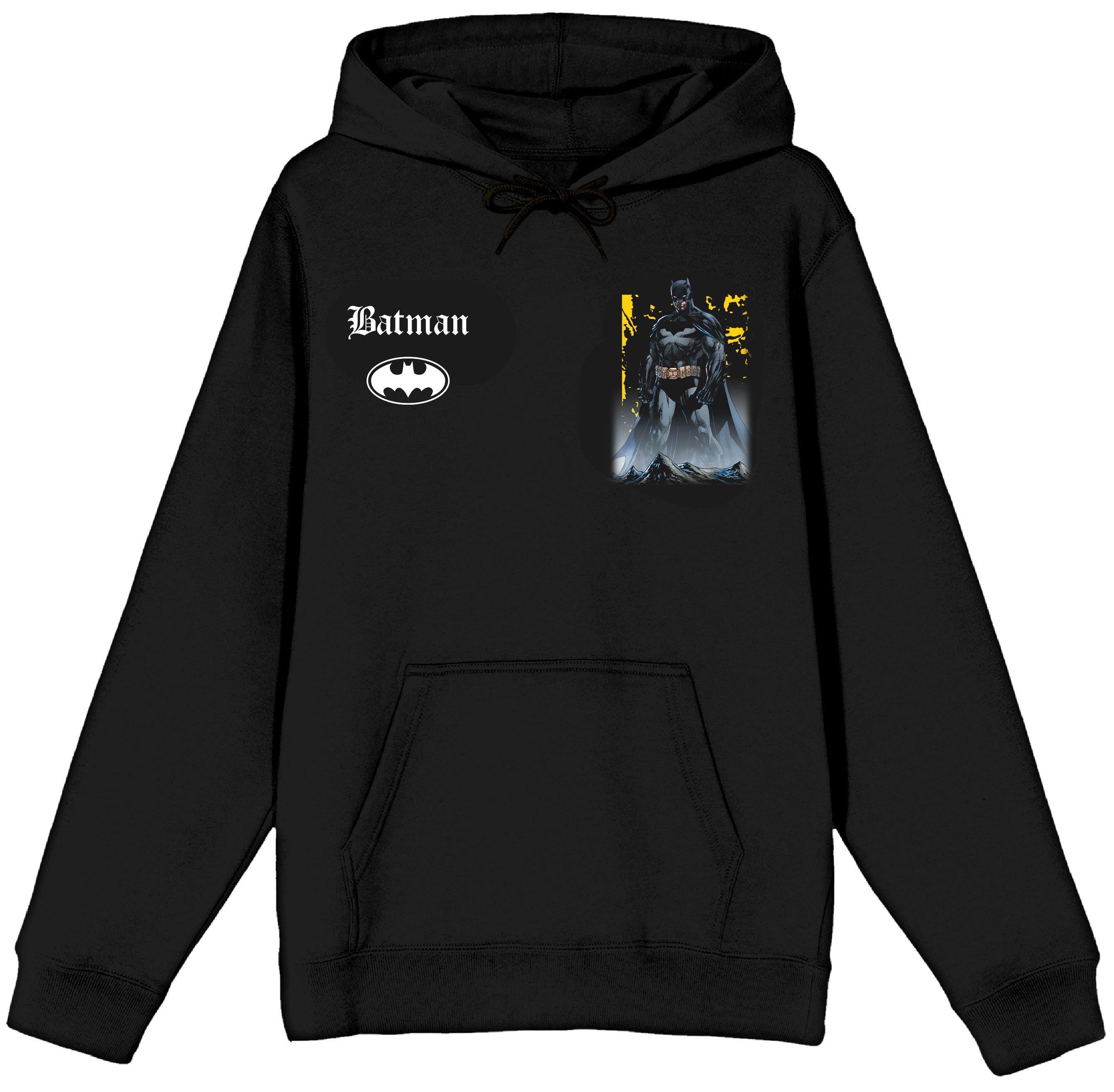 Batman Heroic Pose Oversized Graphic Men's Black Long Sleeve Hooded Sweatshirt
