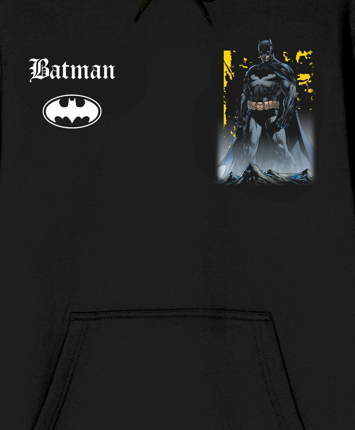 Batman Heroic Pose Oversized Graphic Men's Black Long Sleeve Hooded Sweatshirt