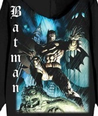 Batman Heroic Pose Oversized Graphic Men's Black Long Sleeve Hooded Sweatshirt