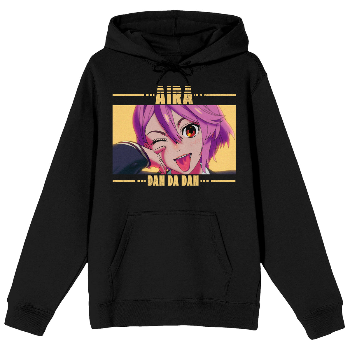 Dandadan Aira Shiratori, Dandadan text, Kanji text on Black Adult Hoodie