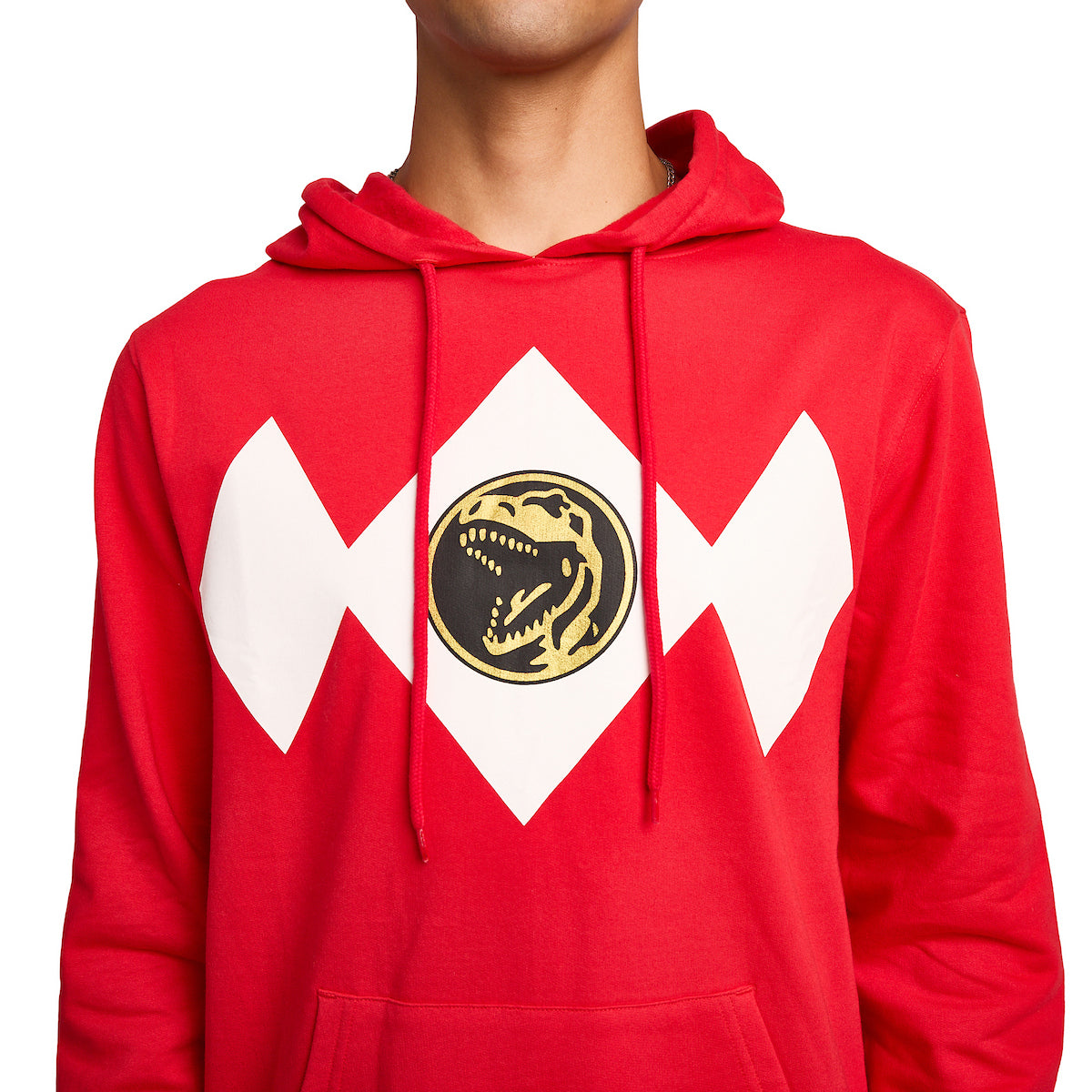 Power Rangers Red Ranger Dino Men's Red Long Sleeve Hooded Sweatshirt