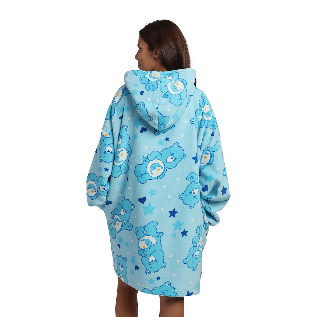 Care Bears Bedtime Bear All-Over Print Adult Blue Long Sleeve Sherpa-Lined Hooded Blanket