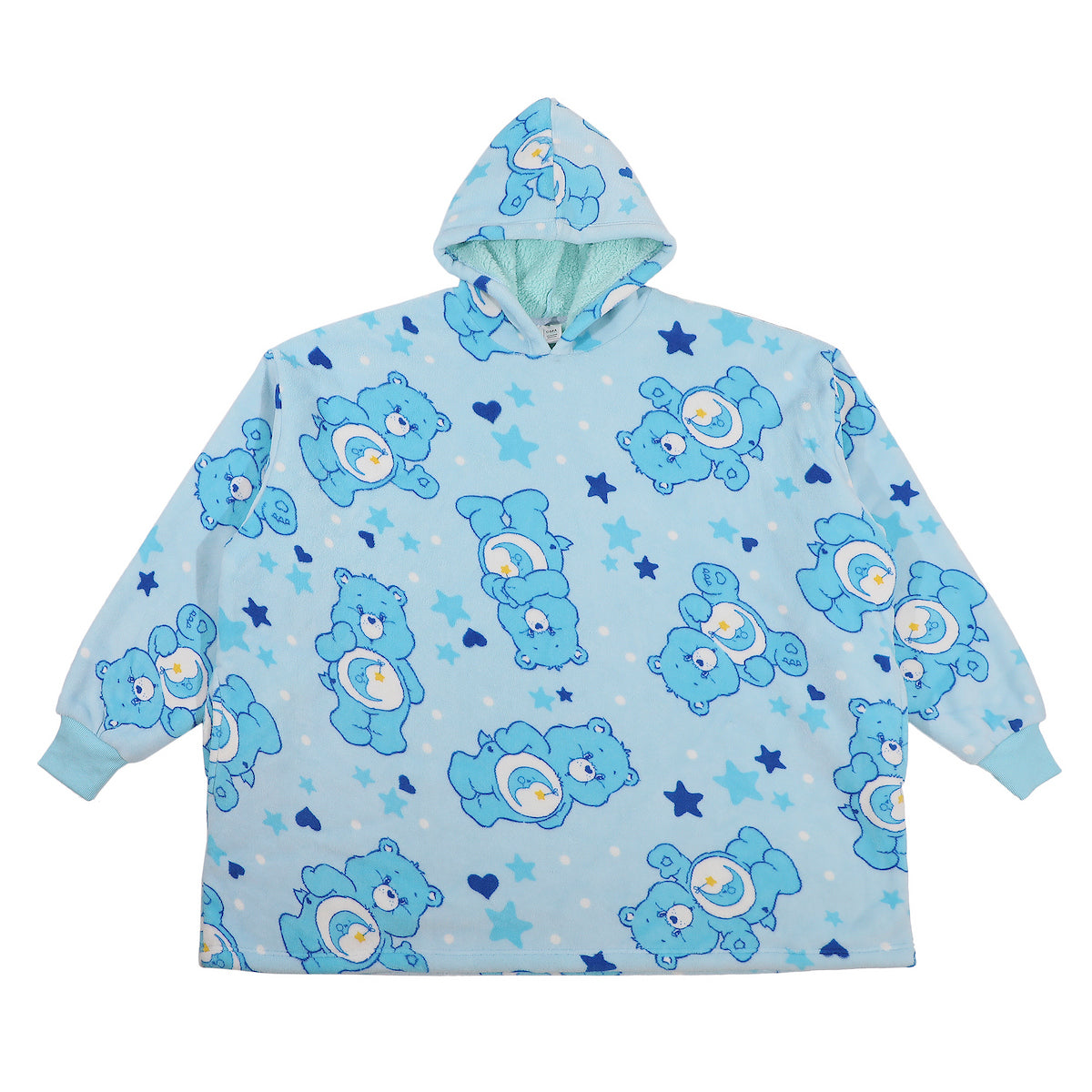 Care Bears Bedtime Bear All-Over Print Adult Blue Long Sleeve Sherpa-Lined Hooded Blanket